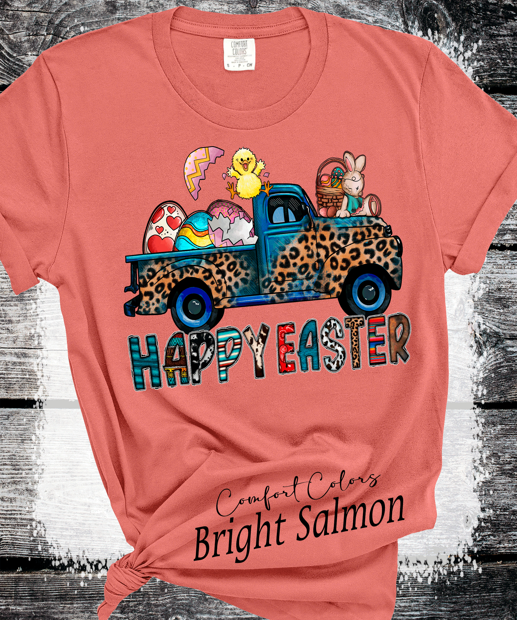 A Blessed Texas Mess Boutique BOHO Happy Easter Leopard Truck Eggs Chicks Rabbits — detail shot 7