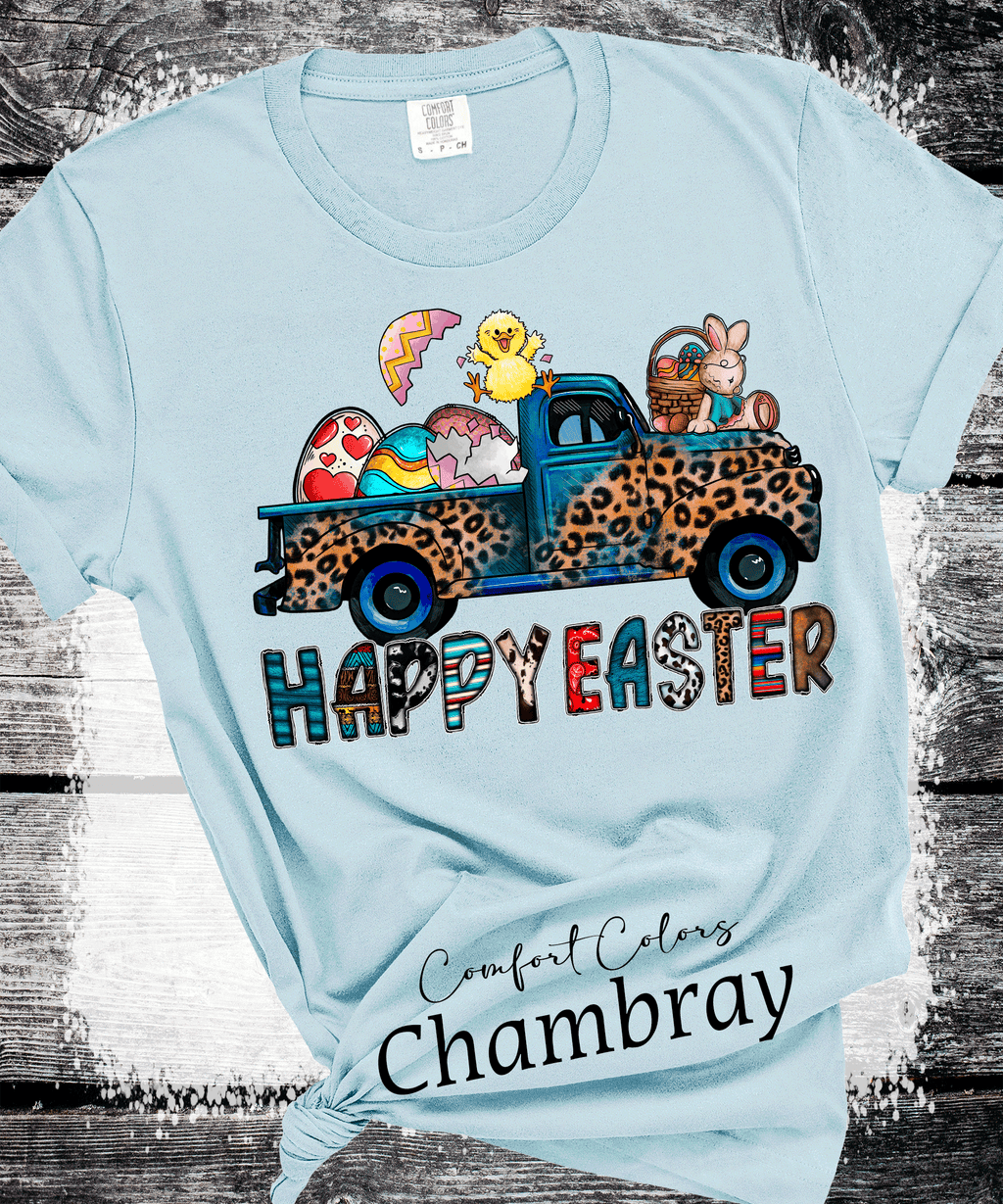 A Blessed Texas Mess Boutique BOHO Happy Easter Leopard Truck Eggs Chicks Rabbits — detail shot 8