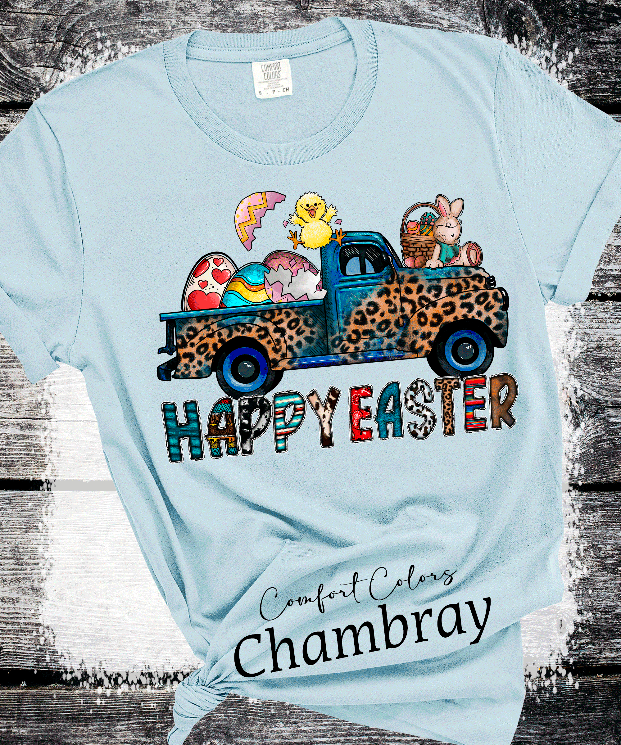 A Blessed Texas Mess Boutique BOHO Happy Easter Leopard Truck Eggs Chicks Rabbits — detail shot 8