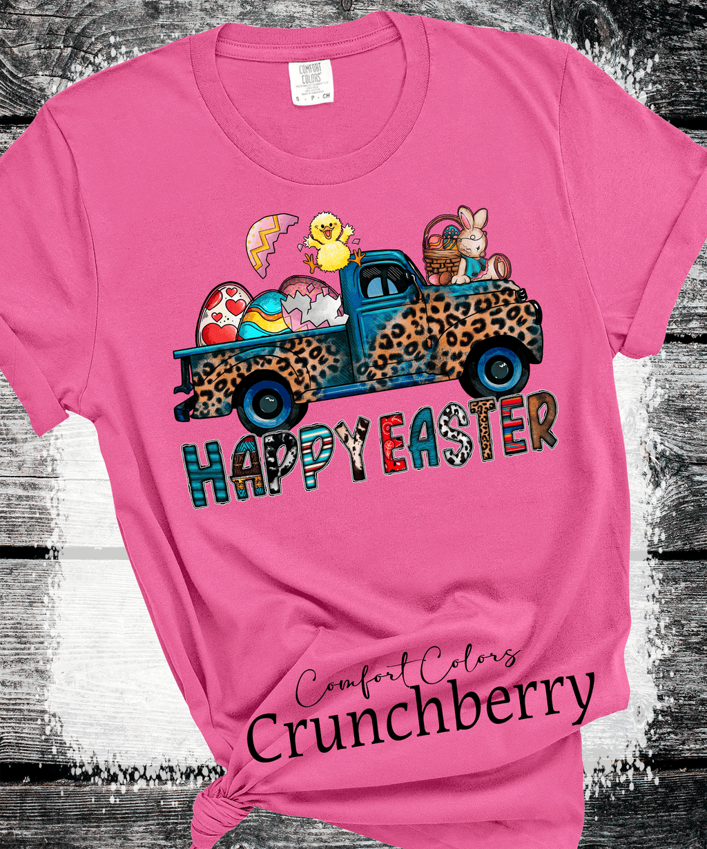 A Blessed Texas Mess Boutique BOHO Happy Easter Leopard Truck Eggs Chicks Rabbits — lifestyle worn / used context