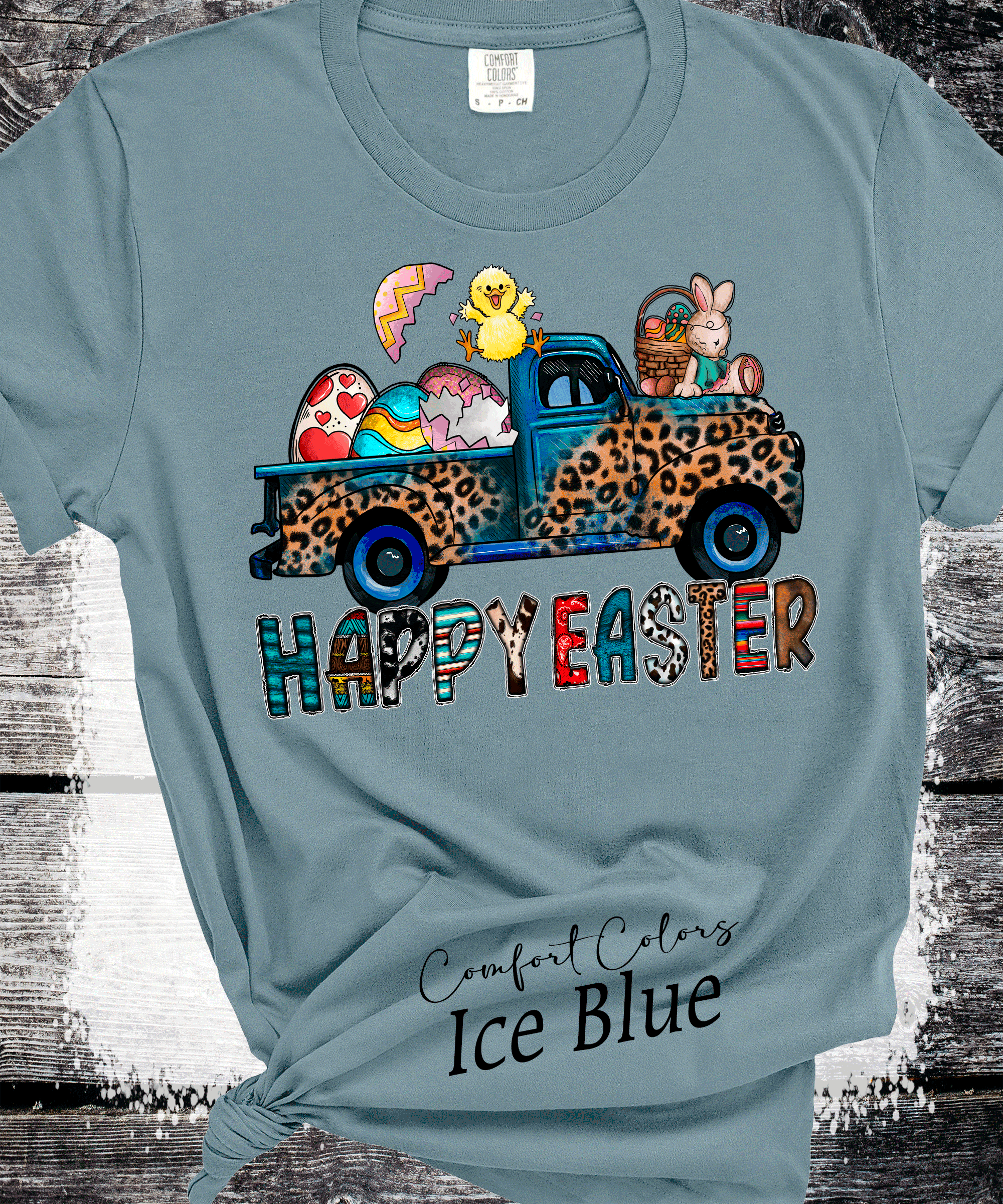 A Blessed Texas Mess Boutique BOHO Happy Easter Leopard Truck Eggs Chicks Rabbits — detail shot 9