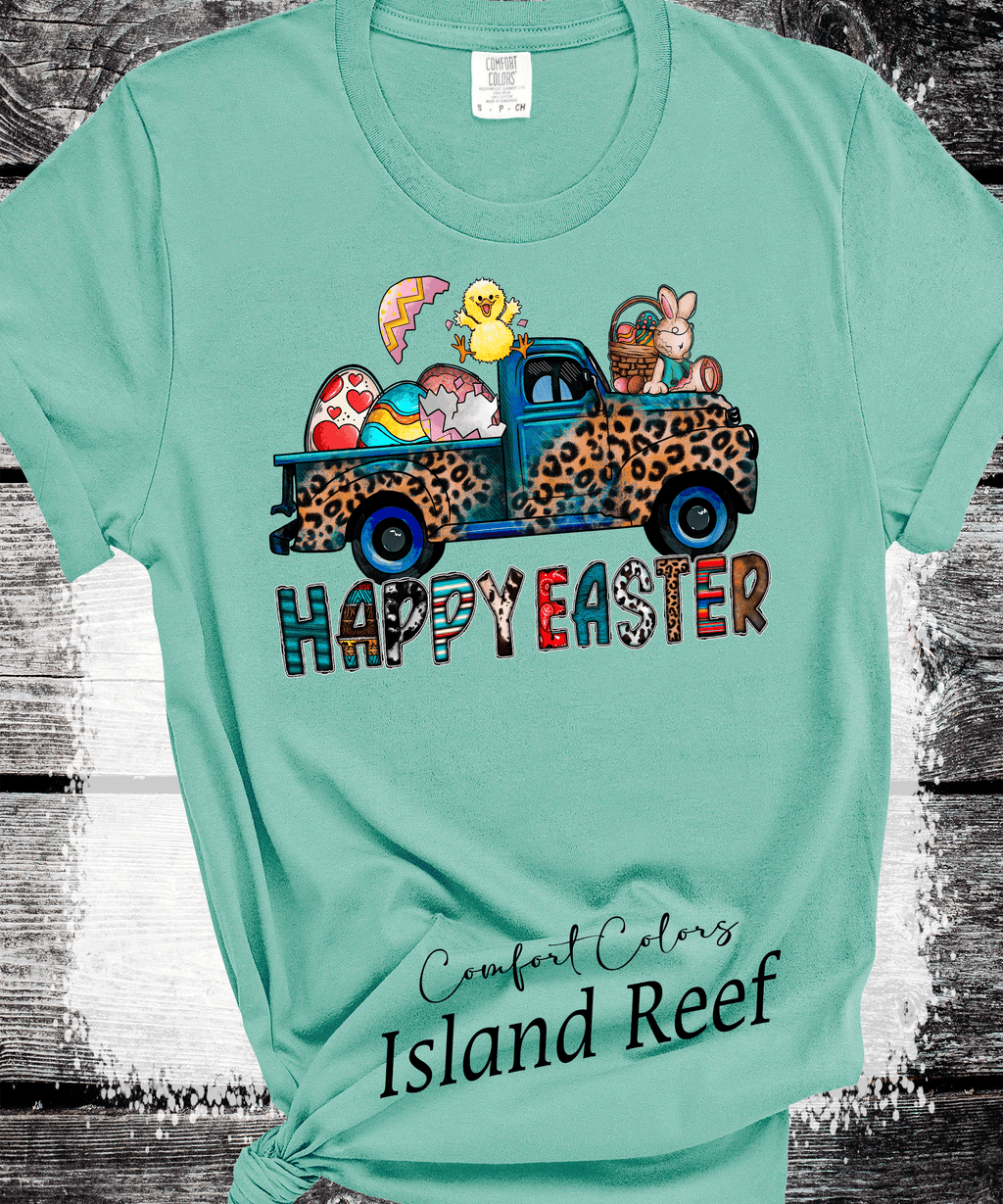 A Blessed Texas Mess Boutique BOHO Happy Easter Leopard Truck Eggs Chicks Rabbits — main product shot