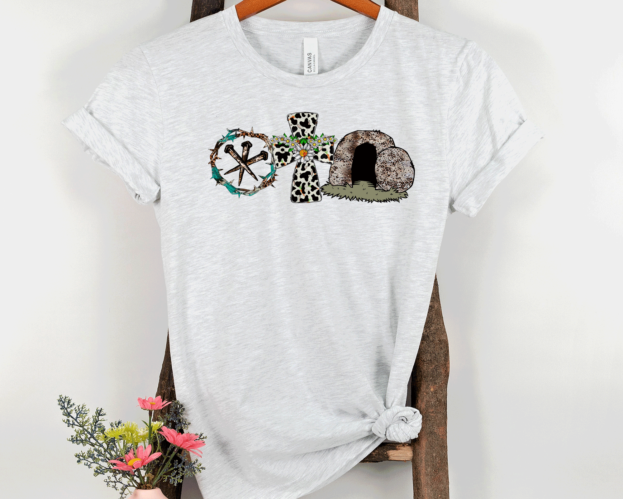 A Blessed Texas Mess Boutique A Lot Can Happen in 3 Days Crown, Cross, Rock T-Shirt, Easter T Shirt, Jesus… — detail shot 8