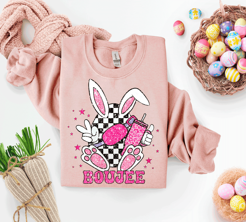 A Blessed Texas Mess Boutique Boujee Happy Easter T-Shirt, Easter Eggs T Shirt, Racing Egg Shirt, Happy… — A Blessed Texas Mess Boutique branding close-up