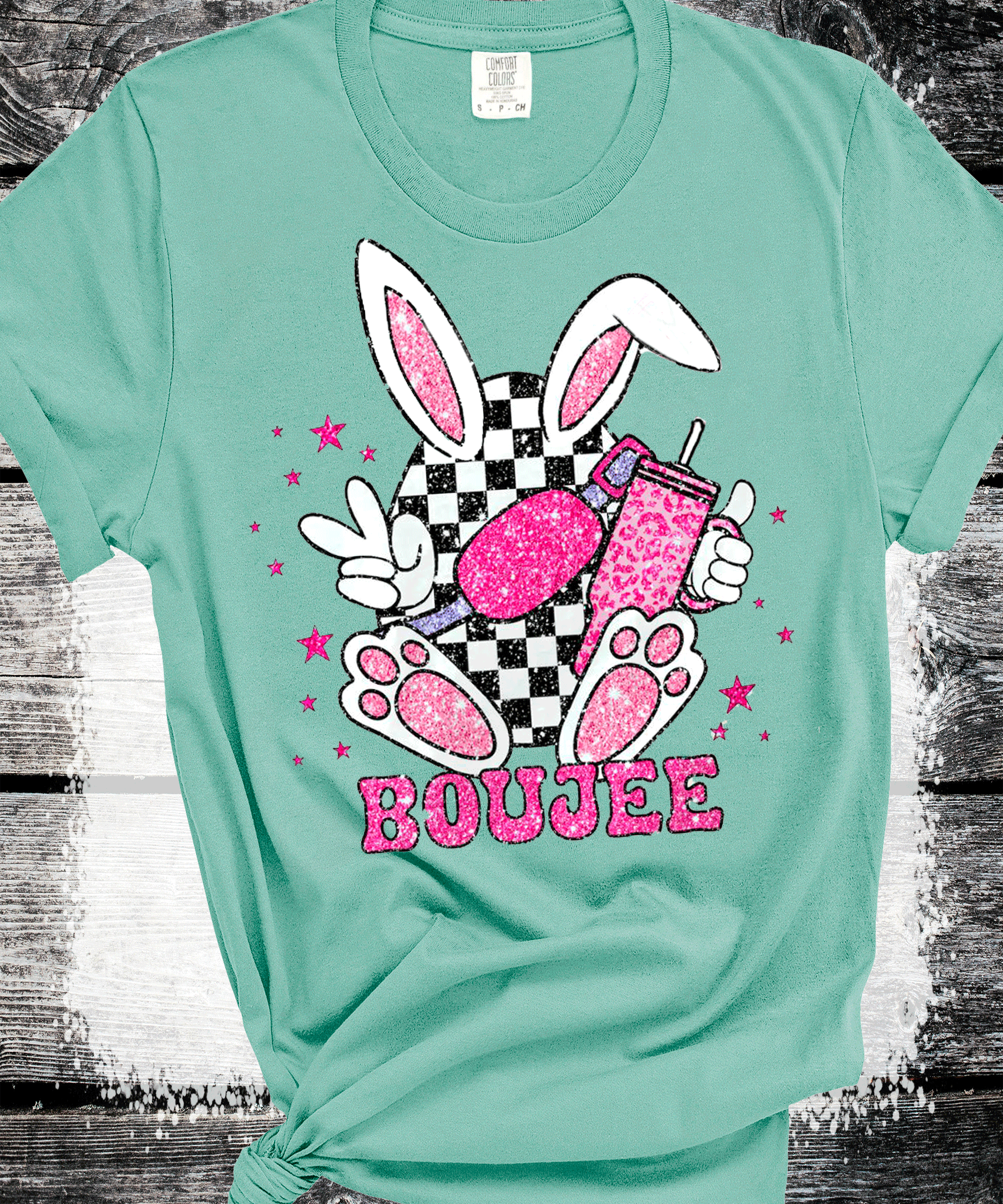A Blessed Texas Mess Boutique Boujee Happy Easter T-Shirt, Easter Eggs T Shirt, Racing Egg Shirt, Happy… — detail shot 8