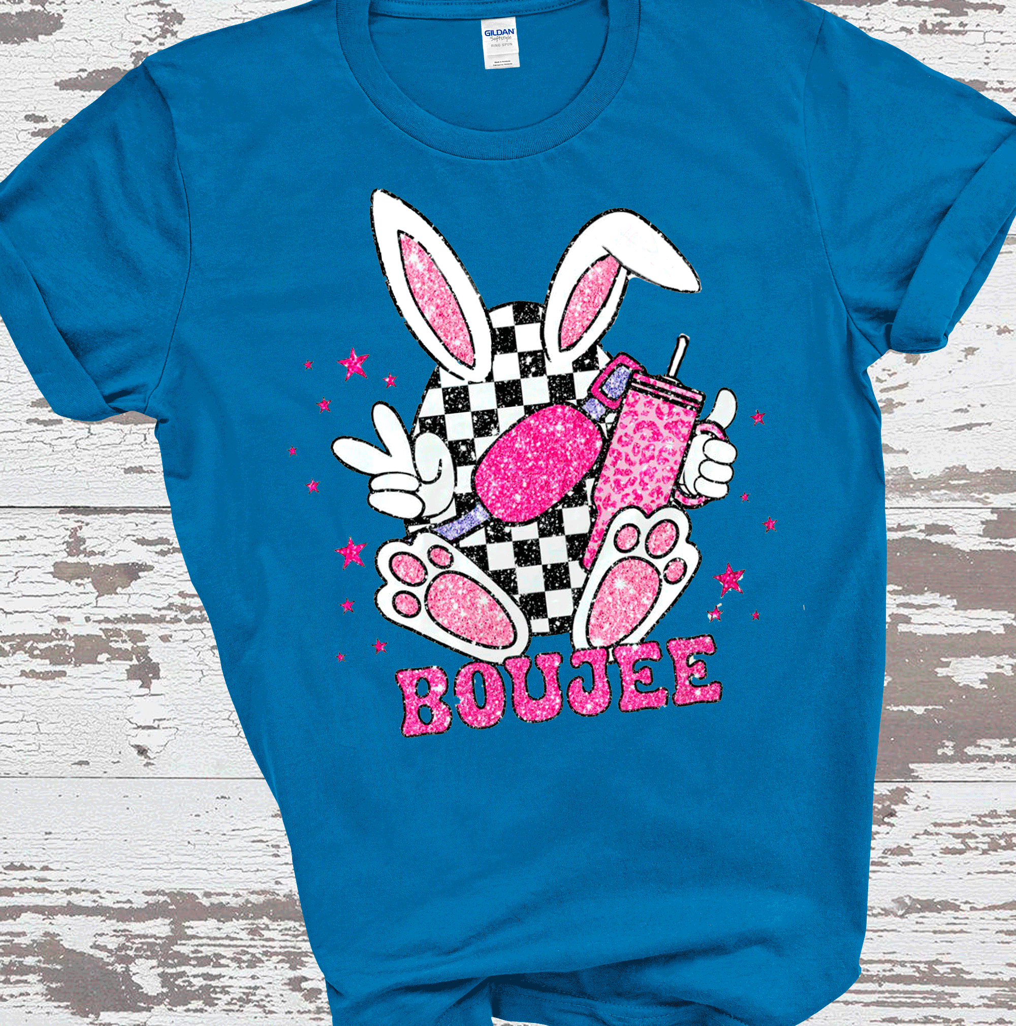 A Blessed Texas Mess Boutique Boujee Happy Easter T-Shirt, Easter Eggs T Shirt, Racing Egg Shirt, Happy… — main product shot