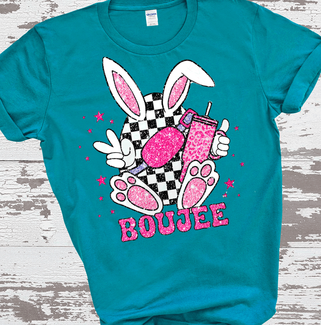 A Blessed Texas Mess Boutique Boujee Happy Easter T-Shirt, Easter Eggs T Shirt, Racing Egg Shirt, Happy… — construction detail