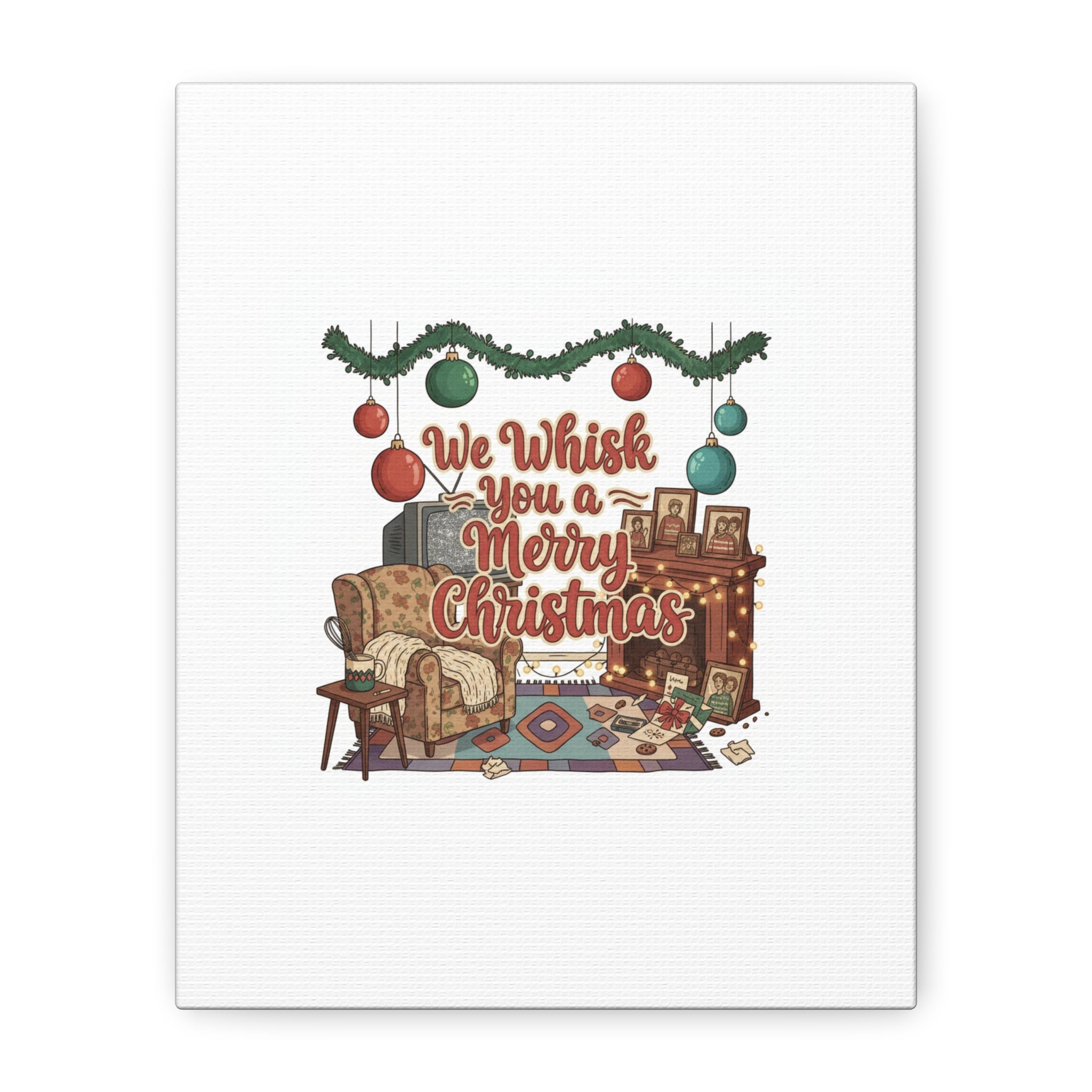 We Whisk You a Merry Christmas Canvas | Retro Christmas Decor, Vintage Holiday Print