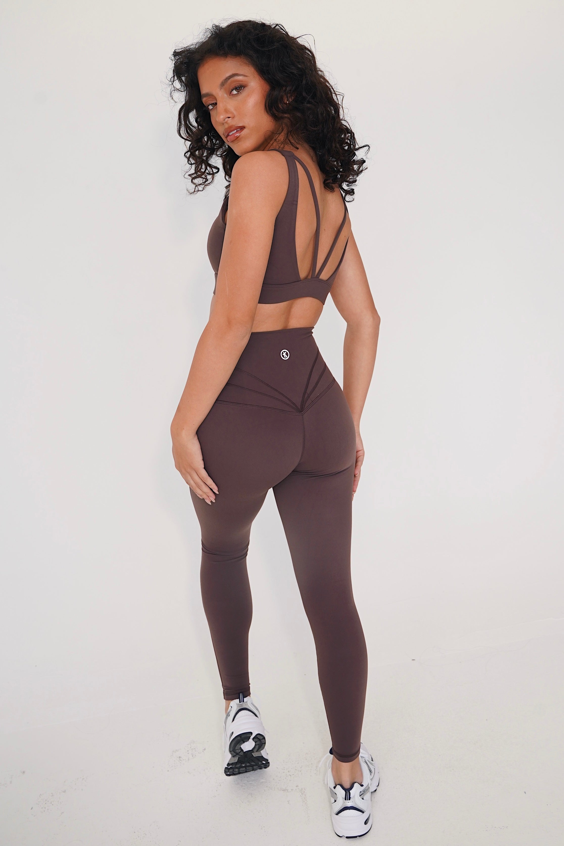 KIMITH BRAND I am Beautifully Radiant Quick Dry Coffee Yoga Legging — detail close-up