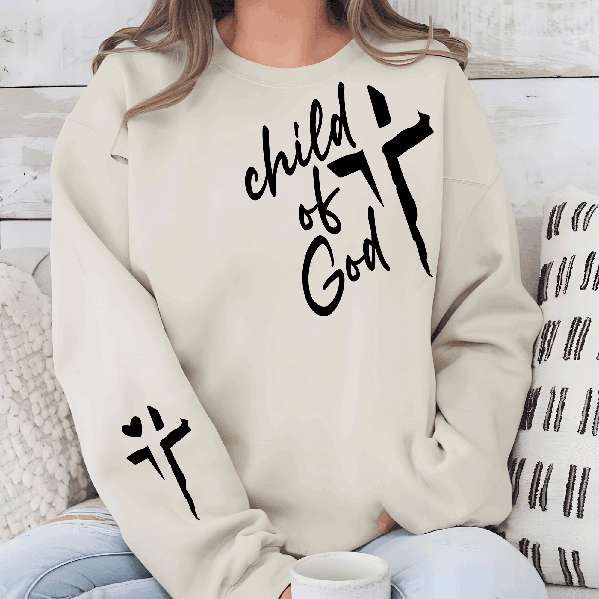 A Blessed Texas Mess Boutique Child of God Sweatshirt, Trending Corinthians Bible Verse, Inspirational… — construction detail