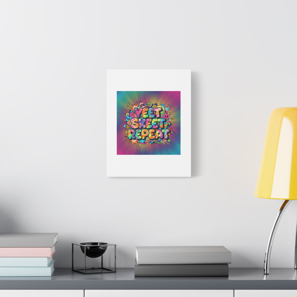 Yeet Skeet Repeat Canvas | Slogan & Glitch Graphic, Meme Phrase Wall Art