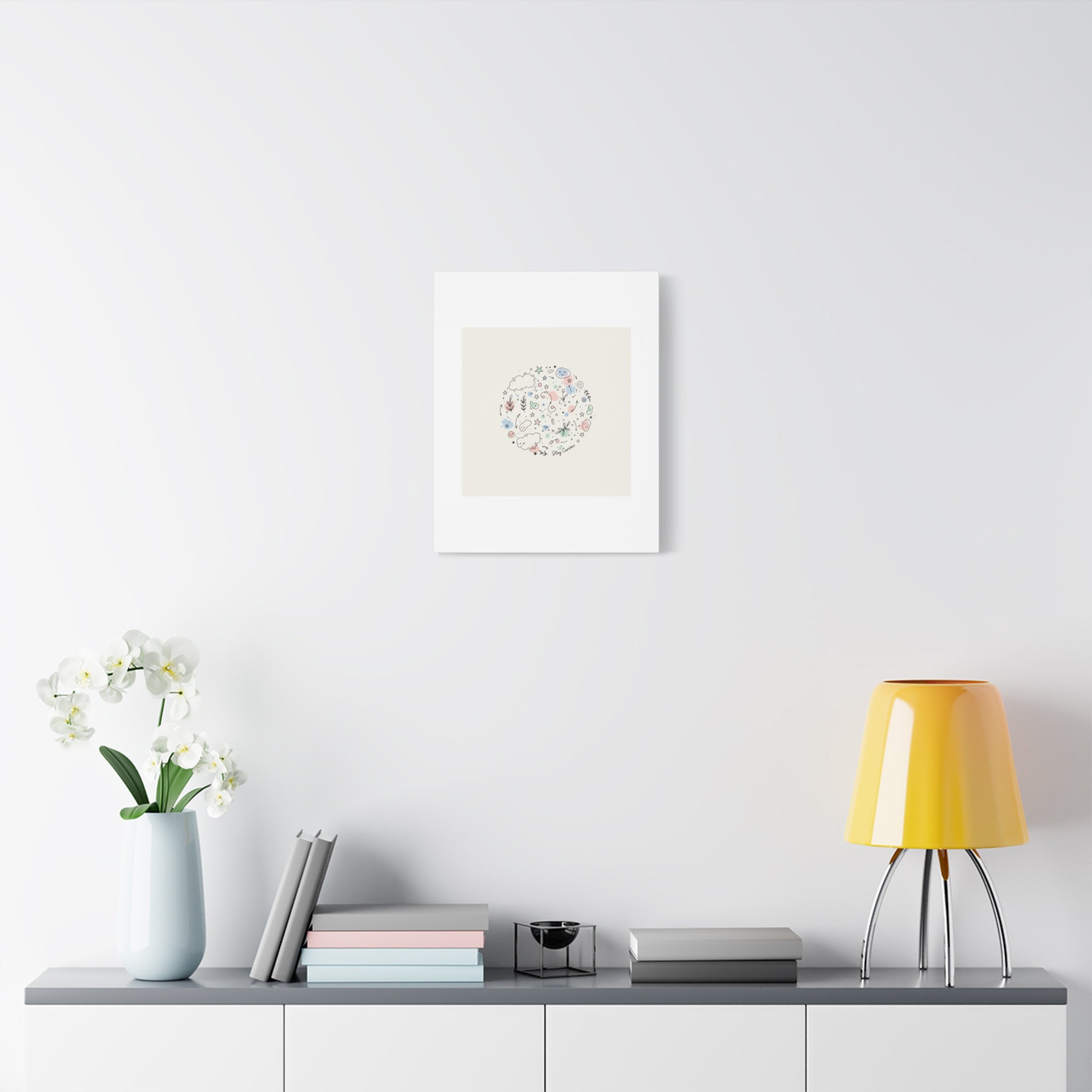 Doodle Circle Line Drawing Matte Canvas, Hand-Drawn Sketch Art