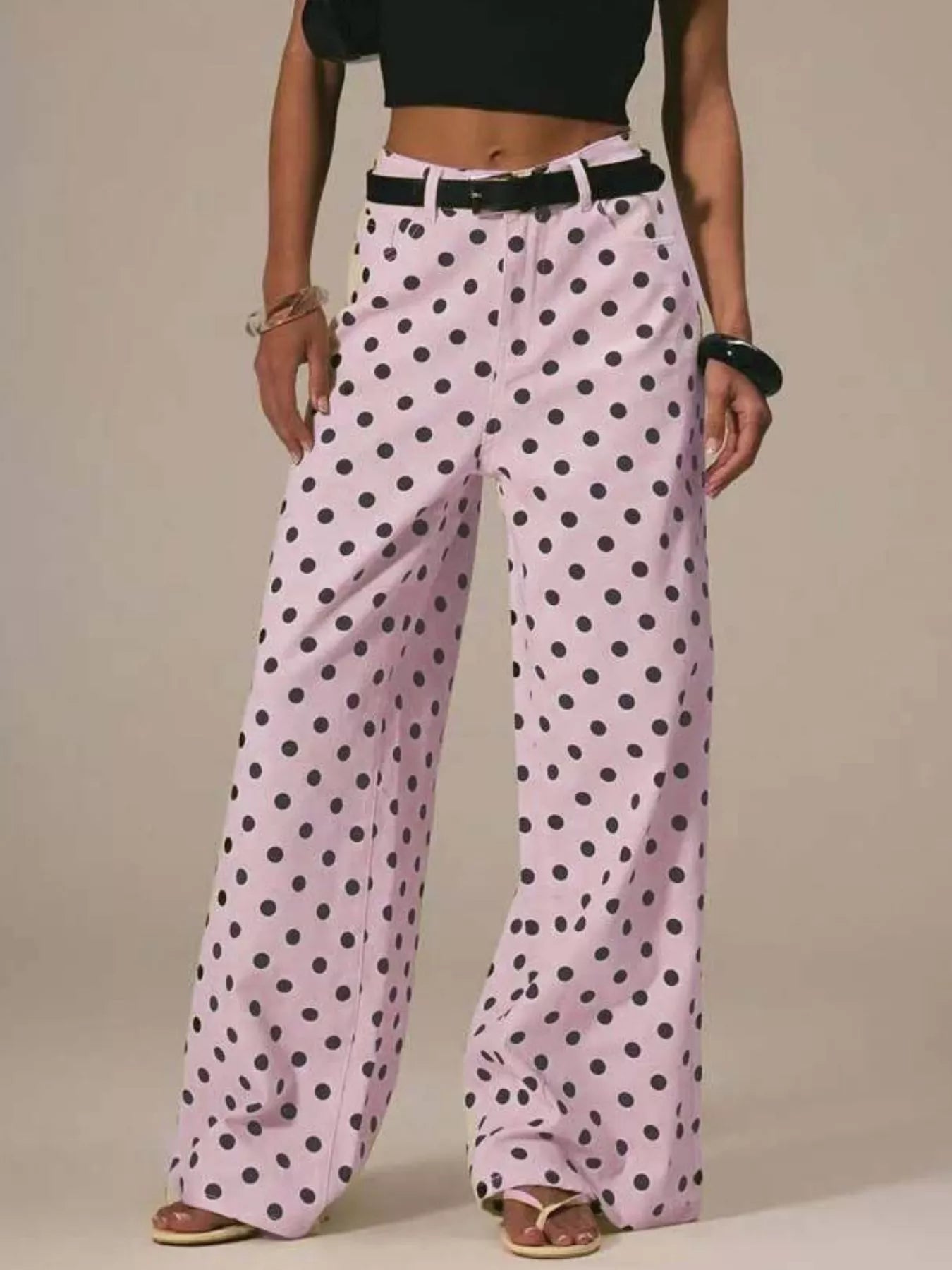 Polka Dot Wide Leg Jeans