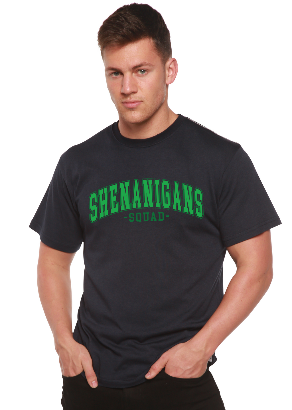 Spun Bamboo Shenanigans Squad Unisex Bamboo/Cotton Graphic T-Shirt — fabric or material detail