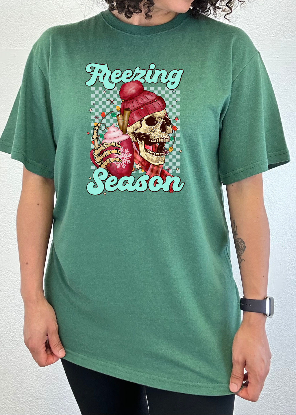 Spun Bamboo Freezing Season Unisex Bamboo Viscose/Organic Cotton Short Sleeve Graphic T-Shirt — in-use photo