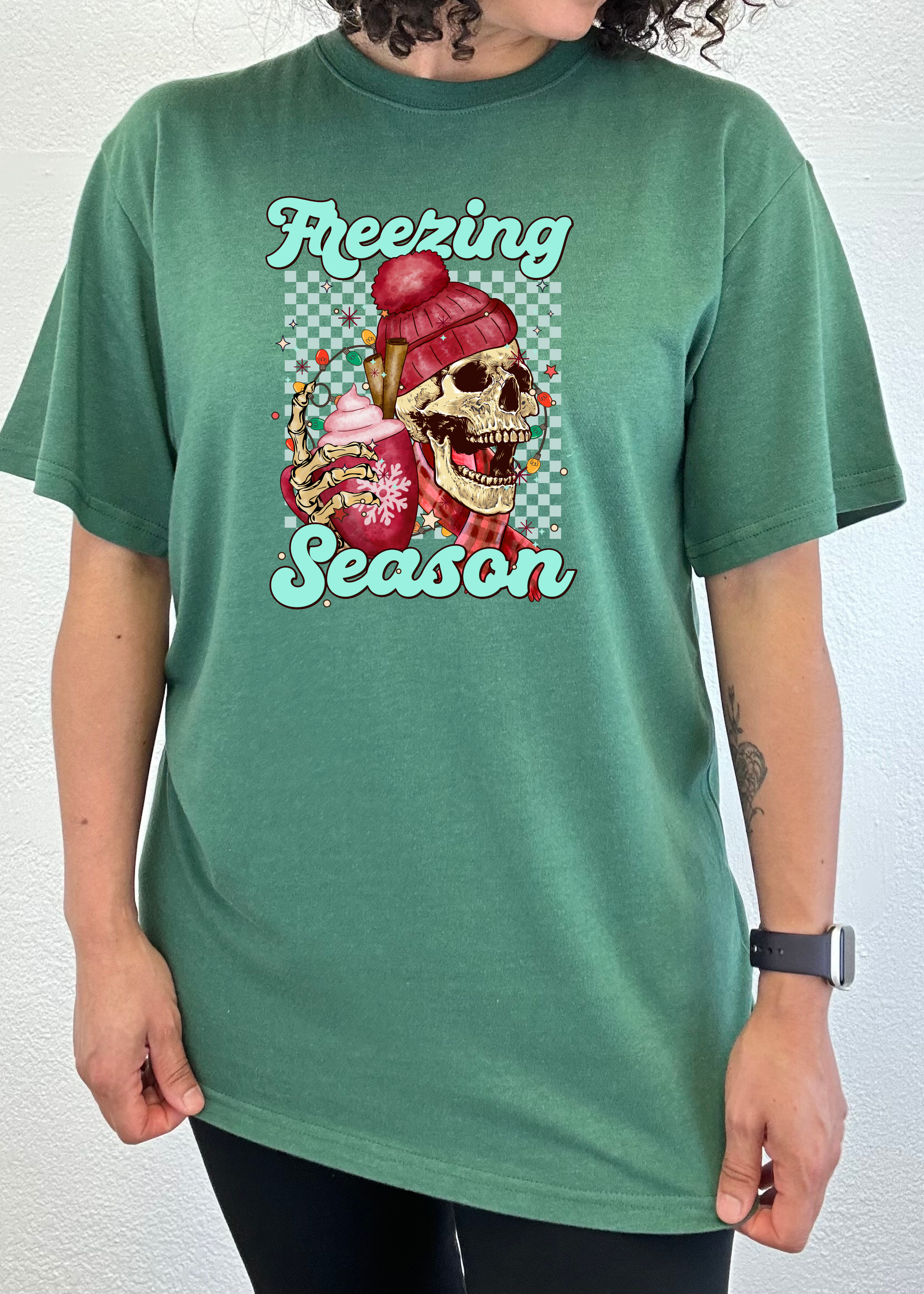 Spun Bamboo Freezing Season Unisex Bamboo Viscose/Organic Cotton Short Sleeve Graphic T-Shirt — in-use photo