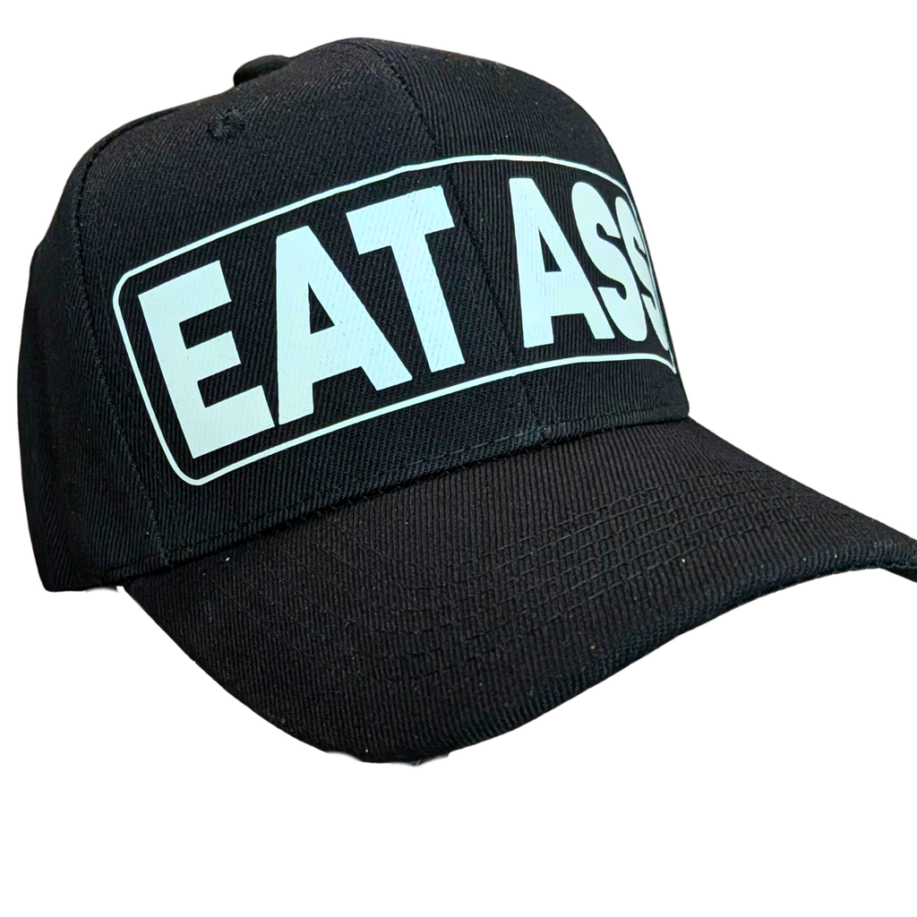 Hustle City Clothing Eat Ass Dad Hat — detail close-up