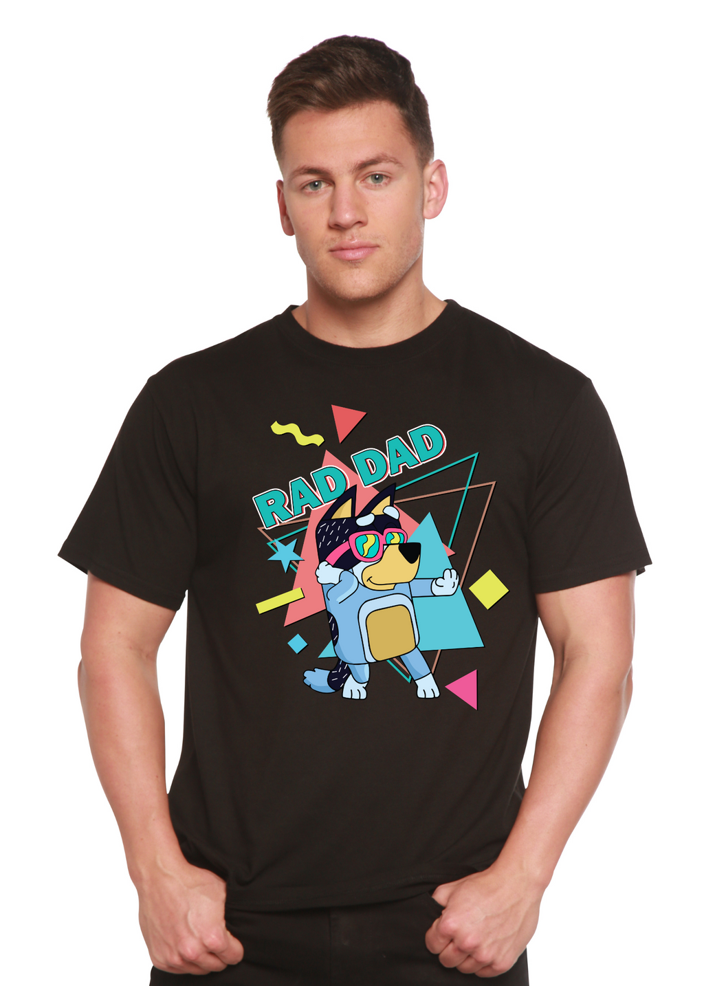 Spun Bamboo Rad Dad Bluey Men's Bamboo Short Sleeve Graphic T-Shirt — main product shot