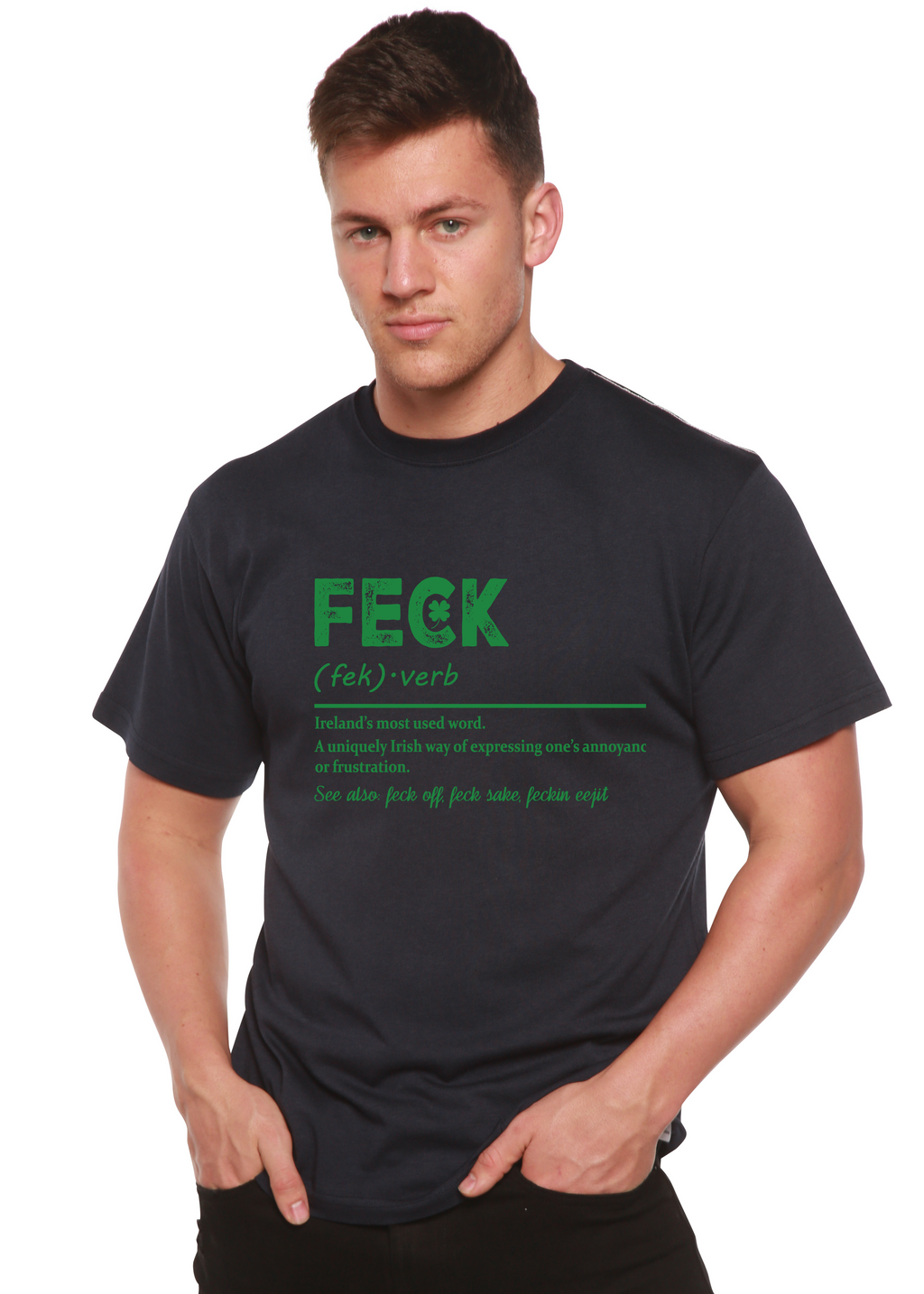 Spun Bamboo Feck Irish St Patricks Day Unisex Bamboo/Cotton Graphic T-Shirt — color detail
