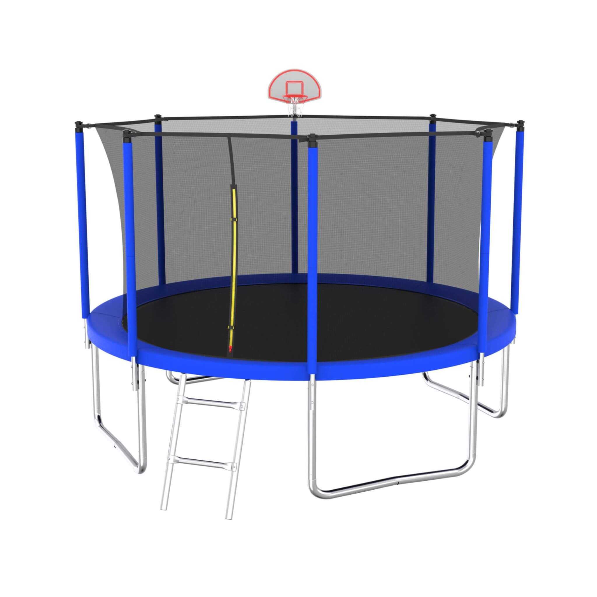 Premium 12FT Outdoor Backyard Trampoline For Kids And Adults With Basketball Hoop And Safety Enclosure (SAK15723) – SAKSBY WH