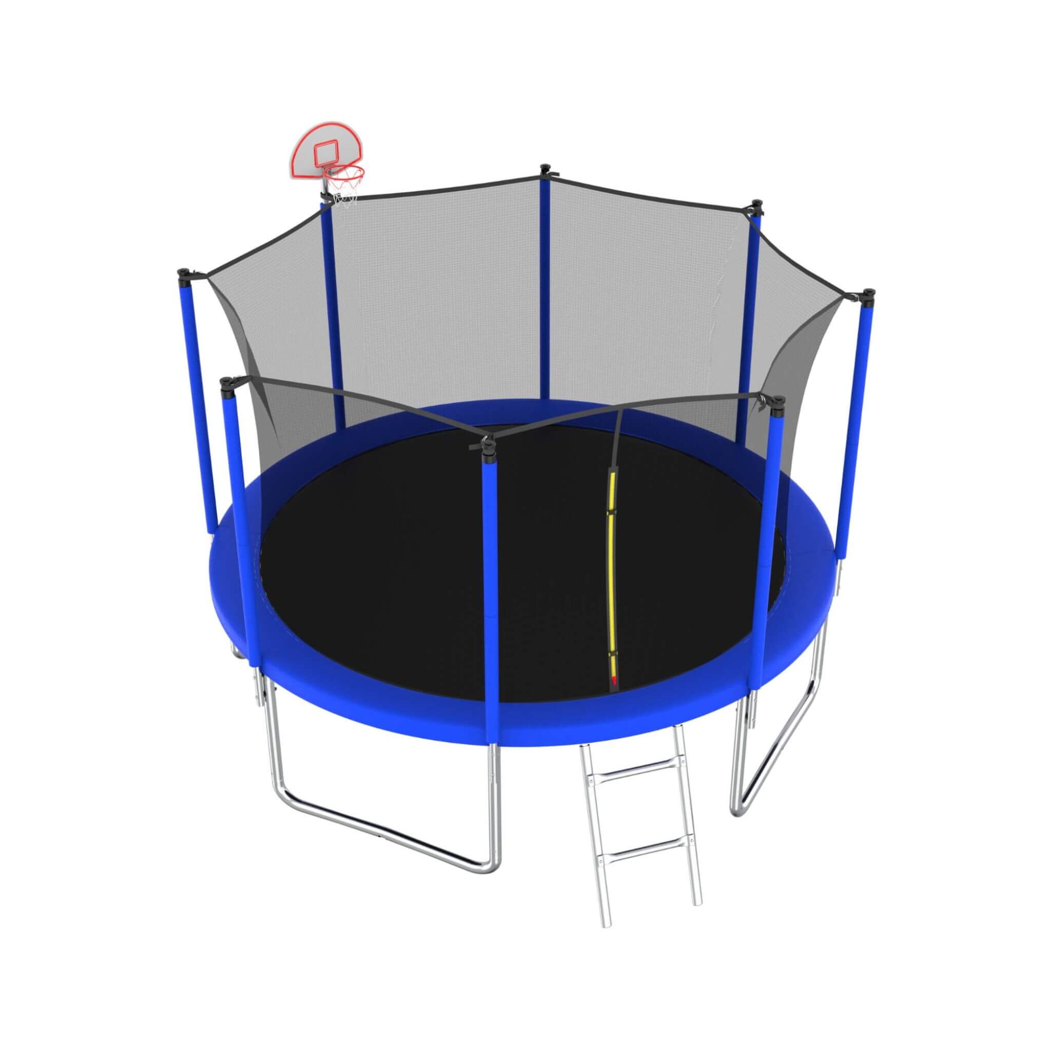 Premium 12FT Outdoor Backyard Trampoline For Kids And Adults With Basketball Hoop And Safety Enclosure (SAK15723) – SAKSBY WH