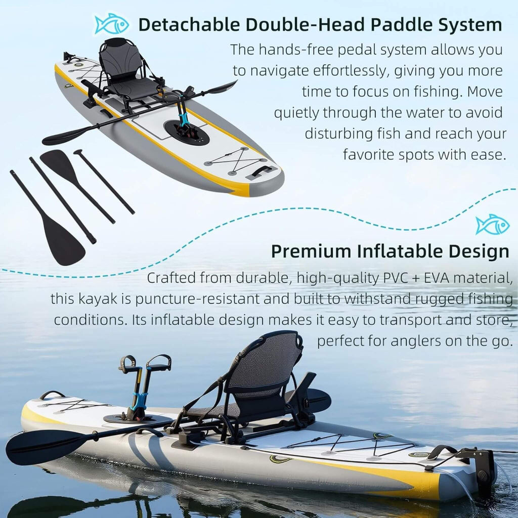 Portable 12FT Lightweight Inflatable PVC Fishing Kayak With Pedal System (SAK64328) – SAKSBY WHOLESALE, view 5