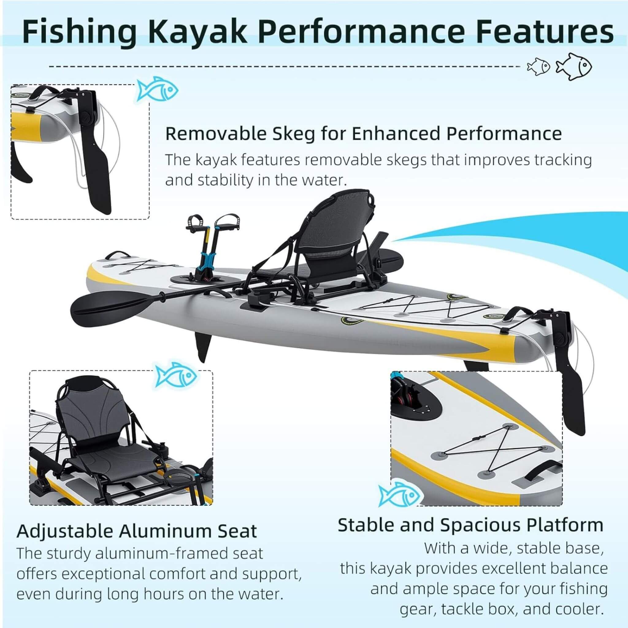 Portable 12FT Lightweight Inflatable PVC Fishing Kayak With Pedal System (SAK64328) – SAKSBY WHOLESALE, view 7