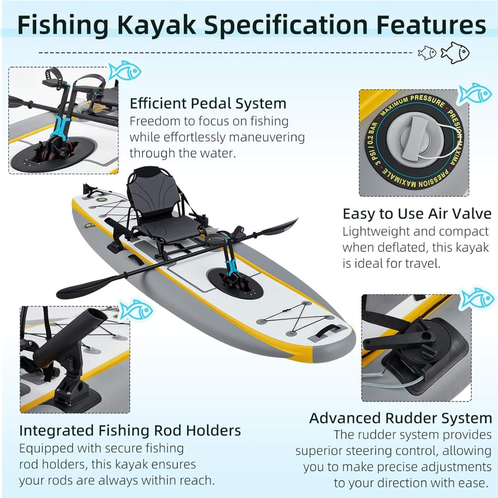 Portable 12FT Lightweight Inflatable PVC Fishing Kayak With Pedal System (SAK64328) – SAKSBY WHOLESALE, view 9
