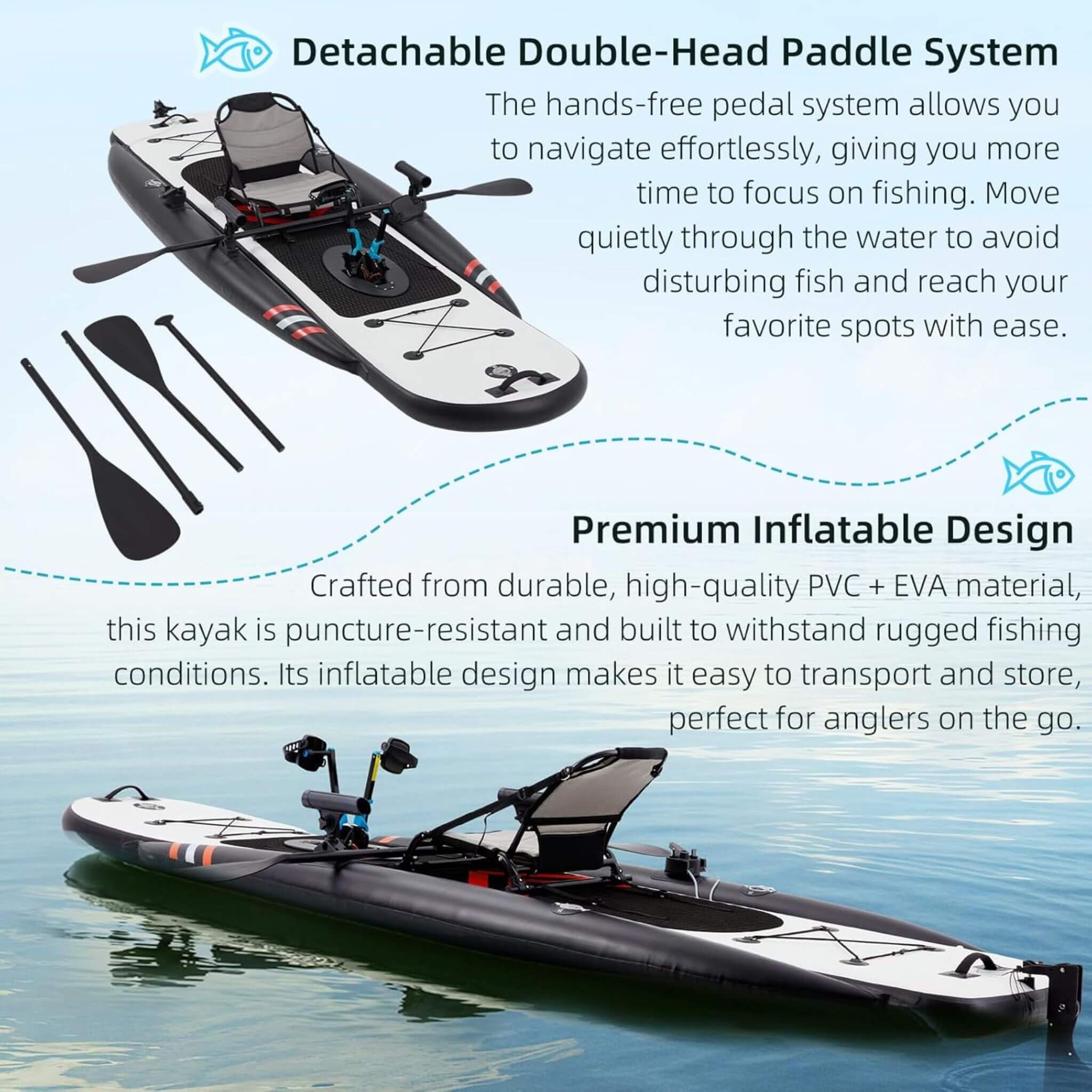 Premium 12FT Lightweight Inflatable Fishing Kayak With Pedal System (SAK15079) – SAKSBY WHOLESALE, view 10