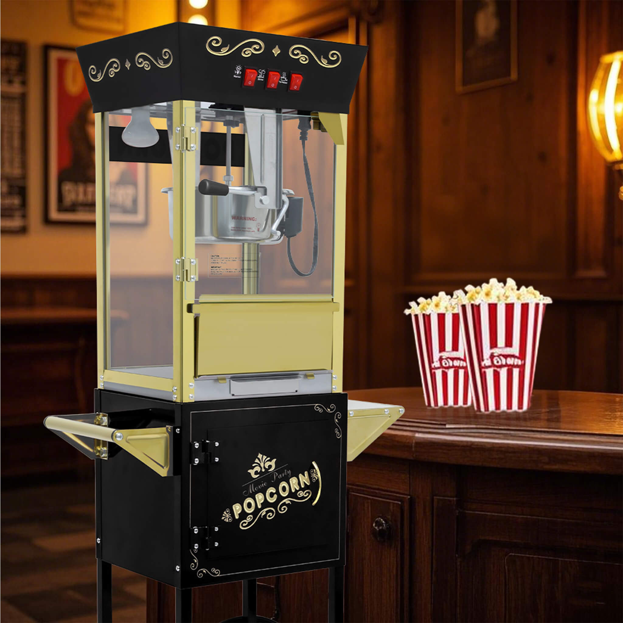 Premium 12OZ Stainless Steel Vintage Popcorn Machine Cart With Wheels (SAK51539) – SAKSBY WHOLESALE, view 5
