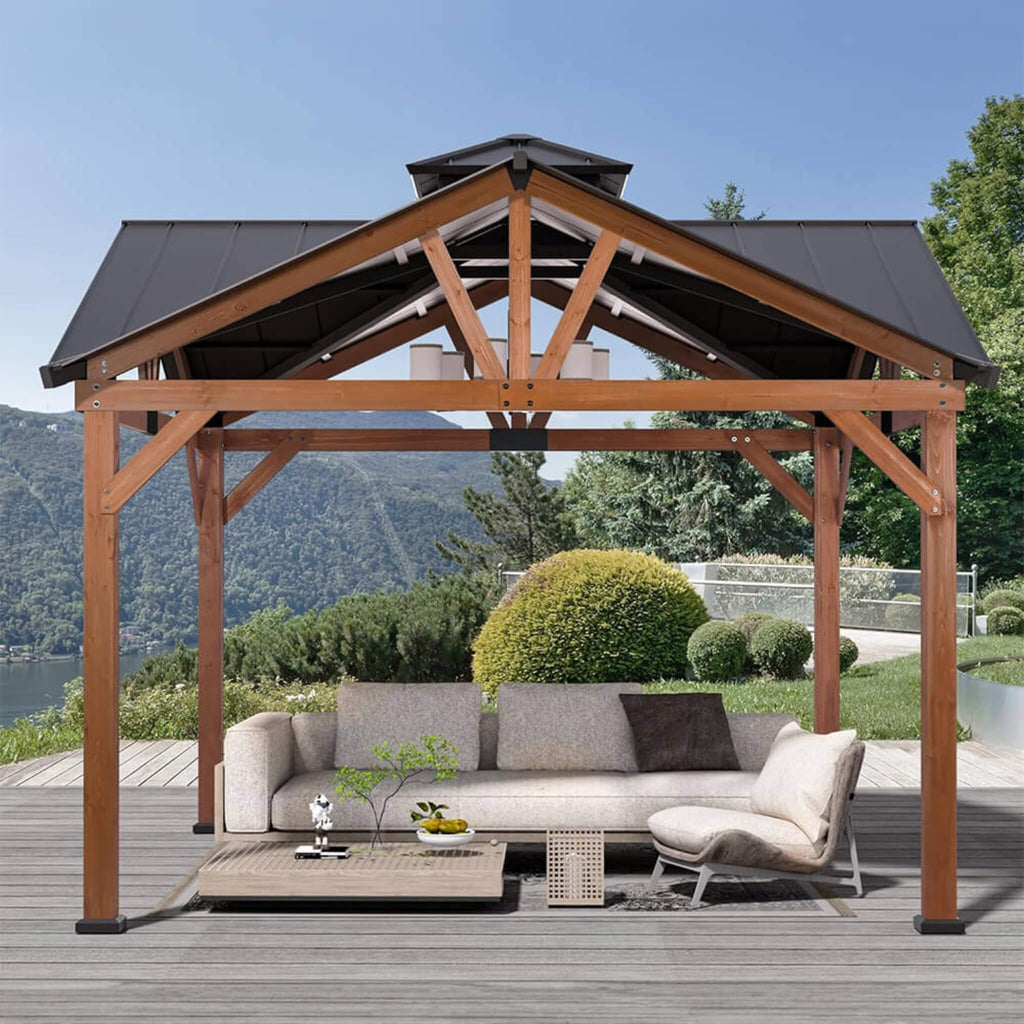 [12X12FT] Alora Premium Outdoor Cedar Wood Hardtop Gazebo With Galvanized Steel Roof (SAK31864) – SAKSBY WHOLESALE, view 4