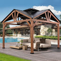 [12X12FT] Alora Premium Outdoor Cedar Wood Hardtop Gazebo With Galvanized Steel Roof (SAK31864) – SAKSBY WHOLESALE