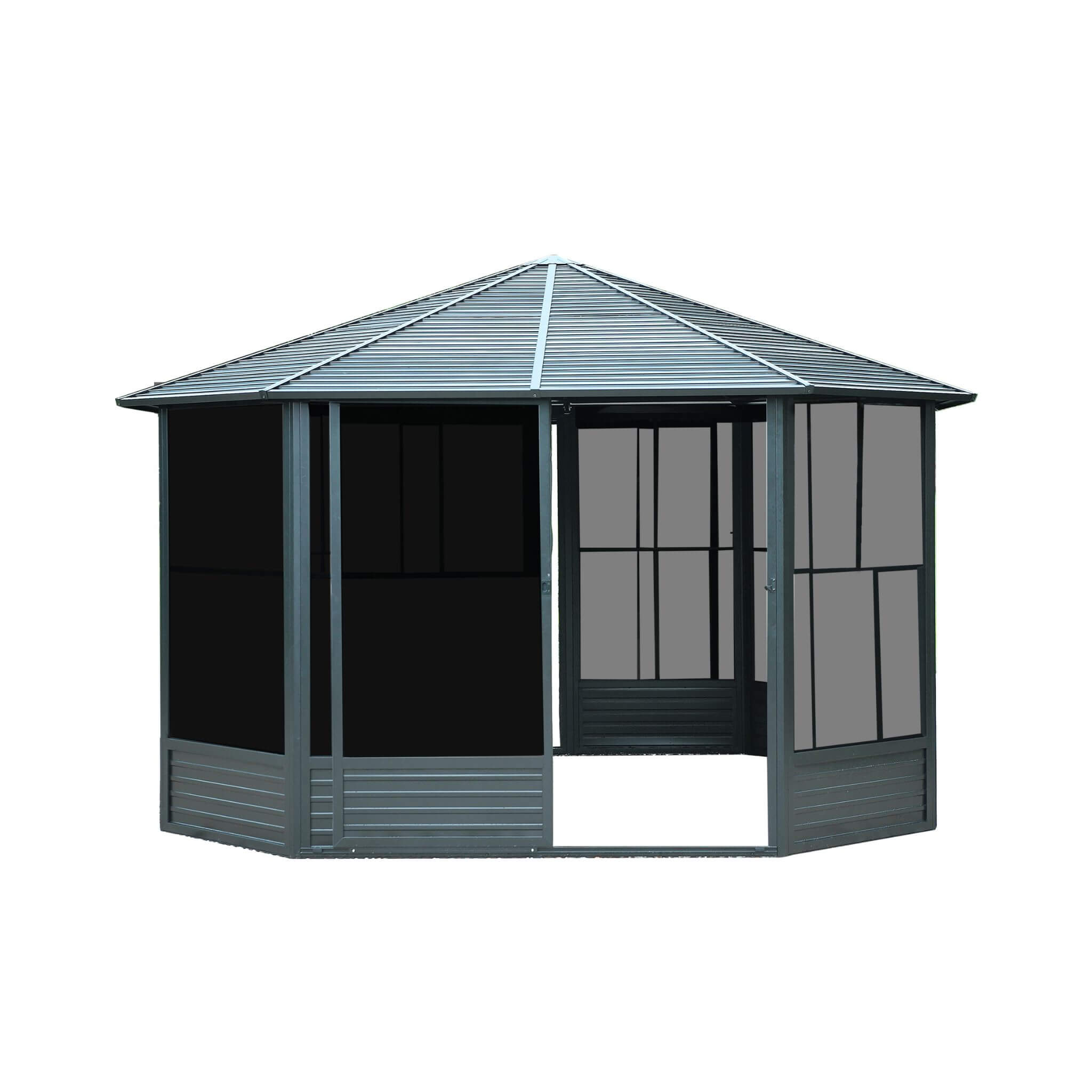 [12X12FT] Alora Prism Large Octagonal Sunroom Solarium With Lockable Sliding Doors And Galvanized Steel Sloping Roof (SAK4784