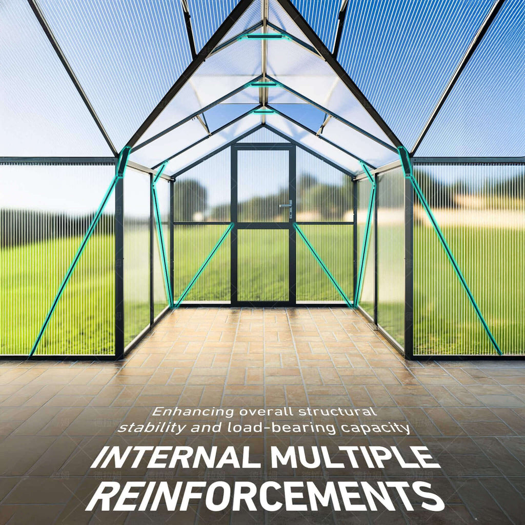 [12X12FT] Premium T-Shape Polycarbonate Greenhouse With UV Protection And Aluminum Frame (SAK27460) – SAKSBY WHOLESALE, view 