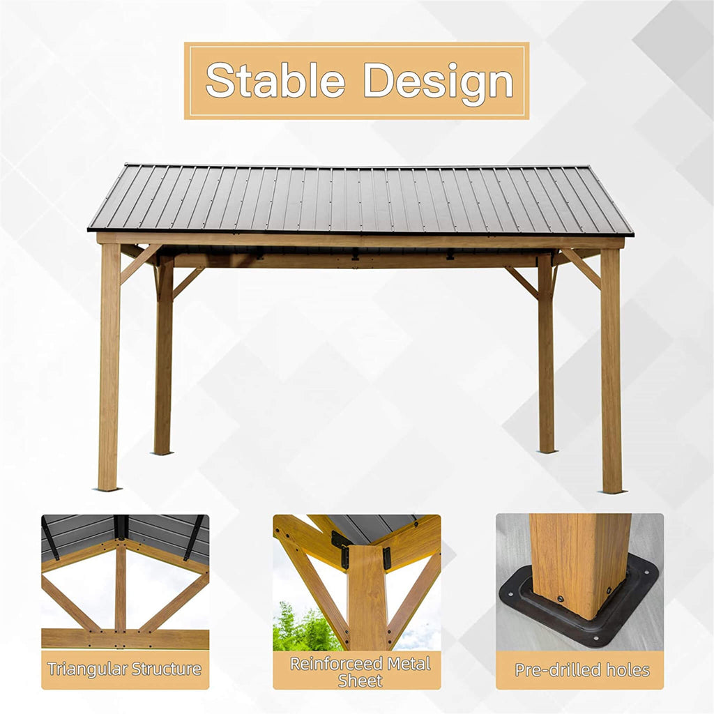 [12X14FT] Alora Hardtop All-Weather Outdoor Gazebo With Galvanized Steel Roof (SAK83261) – SAKSBY WHOLESALE, view 8