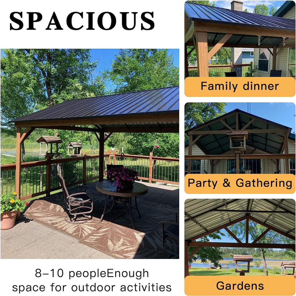 [12X14FT] Alora Hardtop All-Weather Outdoor Gazebo With Galvanized Steel Roof (SAK83261) – SAKSBY WHOLESALE, view 4