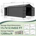 Extra-Large Outdoor Heavy-Duty Metal Garage Shed With Lockable Doors [No Floor] (SAK14093) – SAKSBY WHOLESALE, view 10