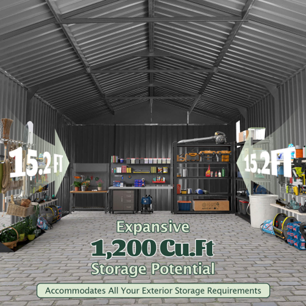 Extra-Large Outdoor Heavy-Duty Metal Garage Shed With Lockable Doors [No Floor] (SAK14093) – SAKSBY WHOLESALE, view 11