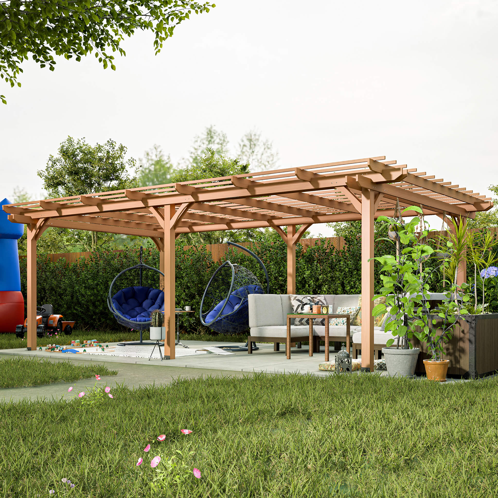[12X16FT] Alora Extra-Large Outdoor Wooden Waterproof Grape Pergola (SAK76476) – SAKSBY WHOLESALE, view 3