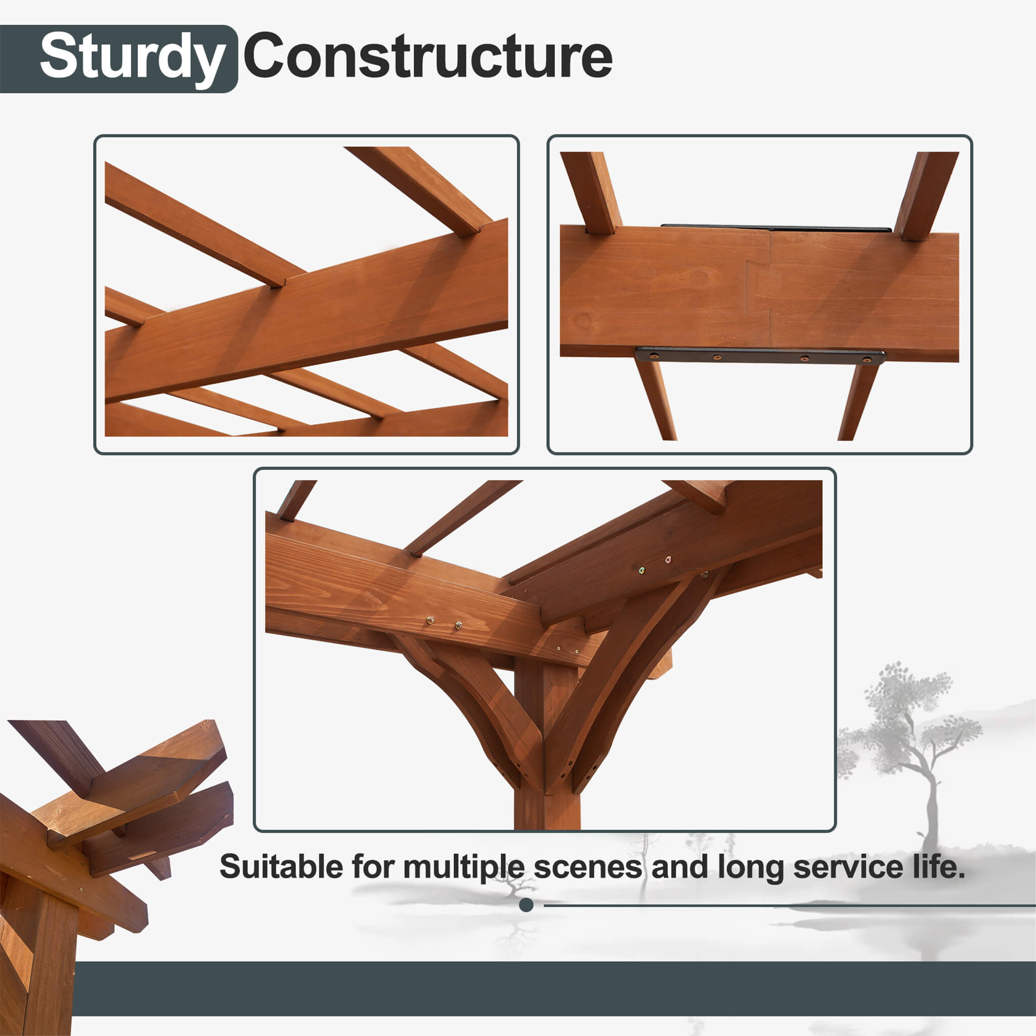 [12X16FT] Alora Extra-Large Outdoor Wooden Waterproof Grape Pergola (SAK76476) – SAKSBY WHOLESALE, view 5