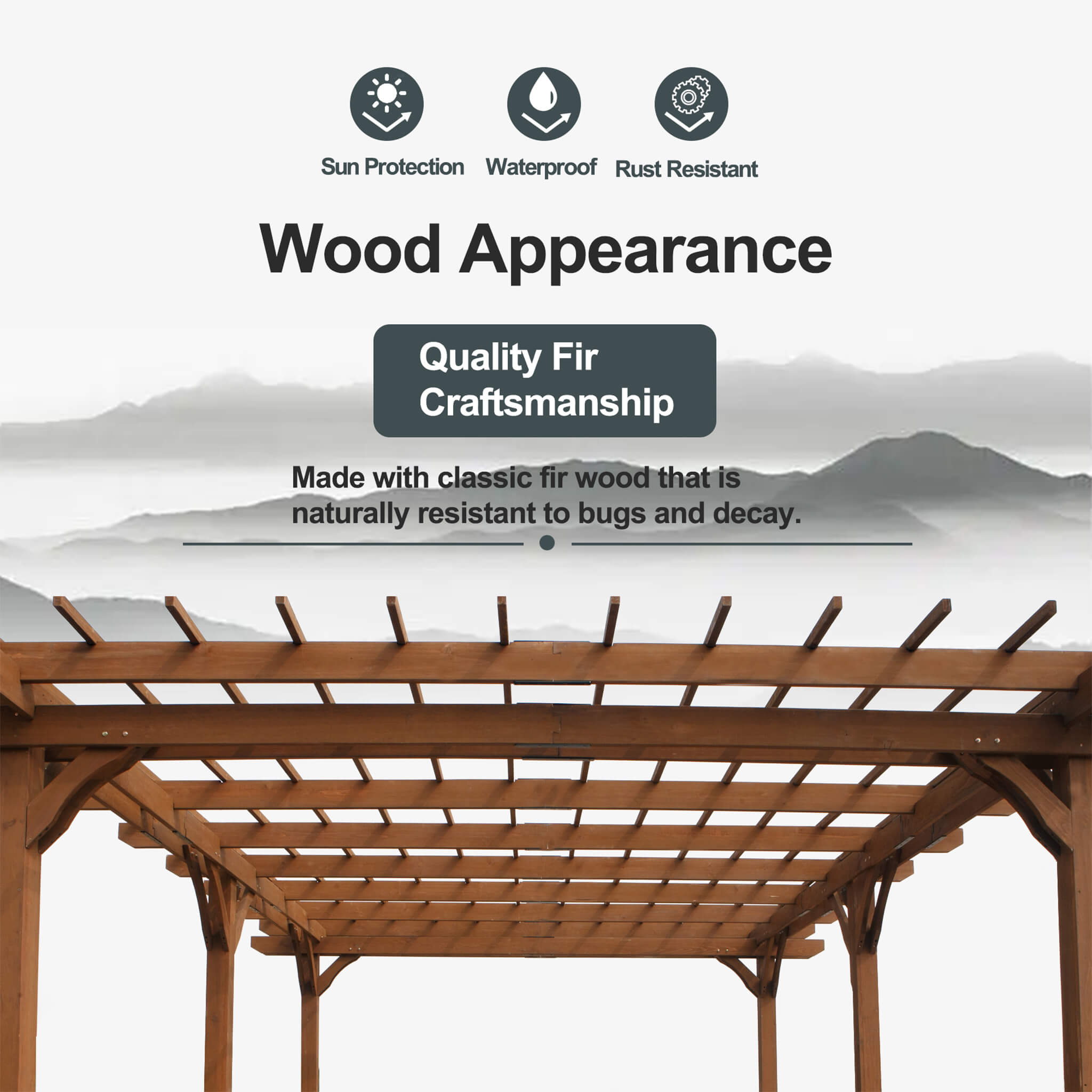 [12X16FT] Alora Extra-Large Outdoor Wooden Waterproof Grape Pergola (SAK76476) – SAKSBY WHOLESALE, view 4