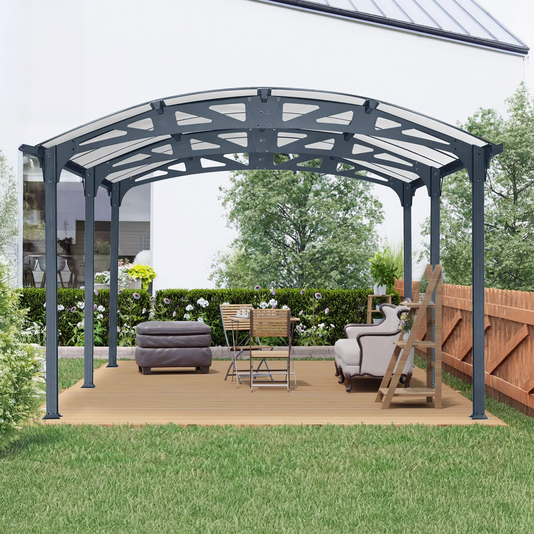 [12X16FT] Alora Large Outdoor Aluminum Arch Carport With Polycarbonate Panels (SAK65820) – SAKSBY WHOLESALE