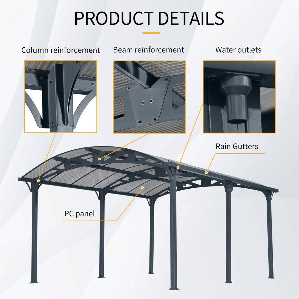 [12X16FT] Alora Large Outdoor Aluminum Arch Carport With Polycarbonate Panels (SAK65820) – SAKSBY WHOLESALE, view 4