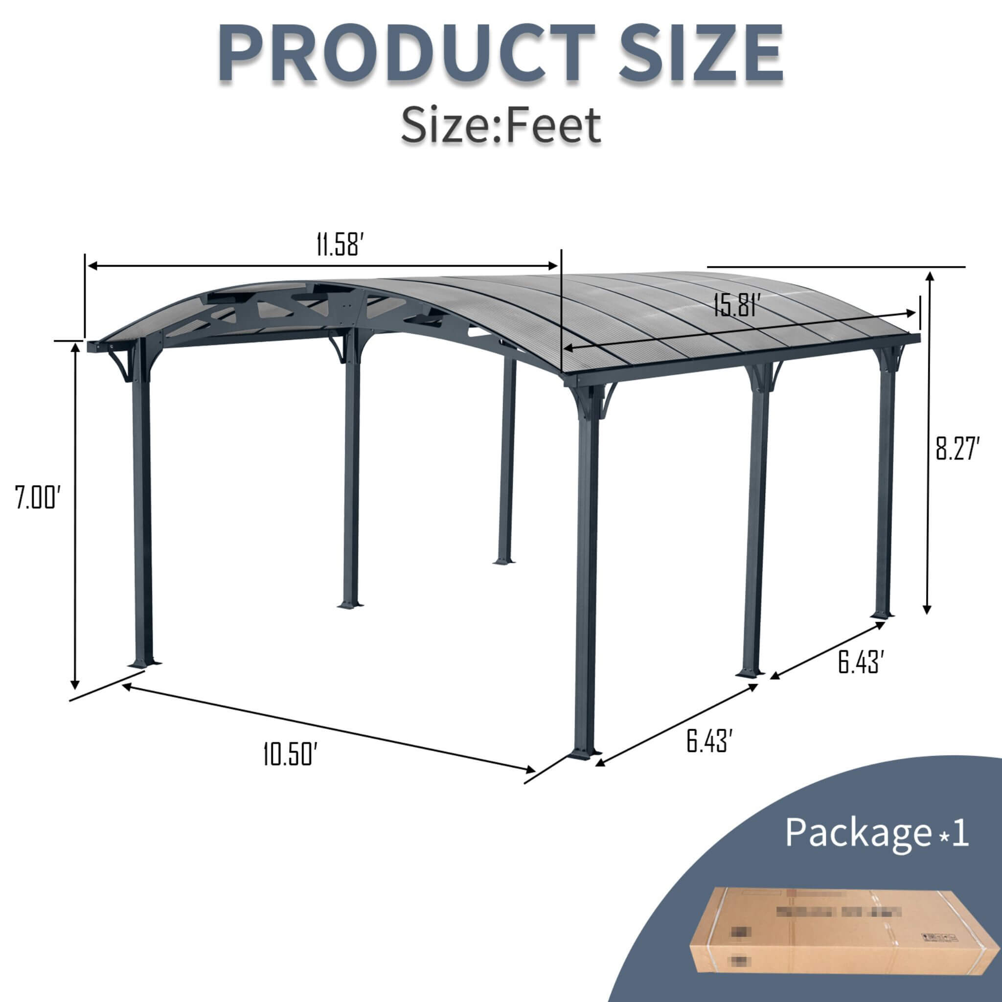 [12X16FT] Alora Large Outdoor Aluminum Arch Carport With Polycarbonate Panels (SAK65820) – SAKSBY WHOLESALE, view 8