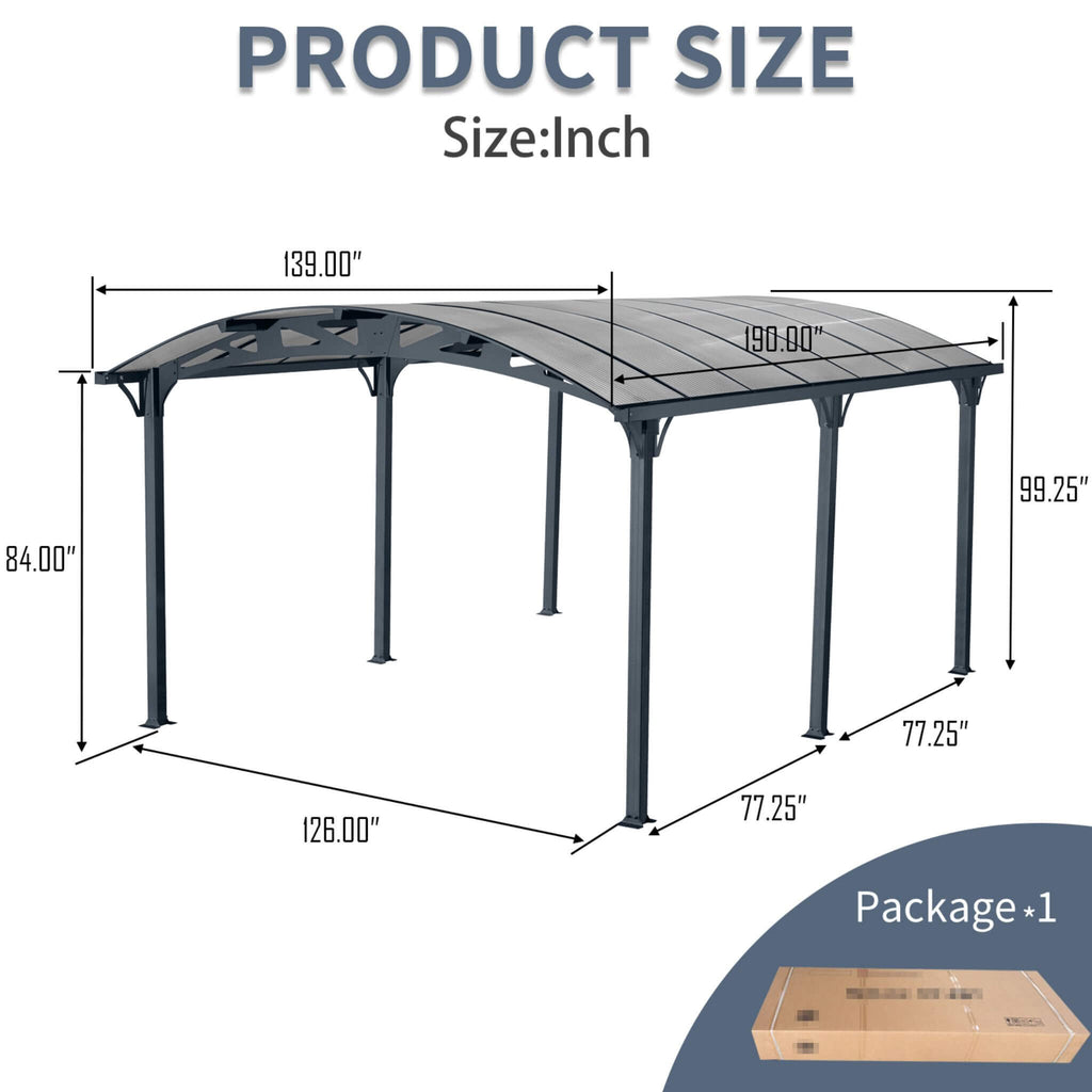 [12X16FT] Alora Large Outdoor Aluminum Arch Carport With Polycarbonate Panels (SAK65820) – SAKSBY WHOLESALE, view 9