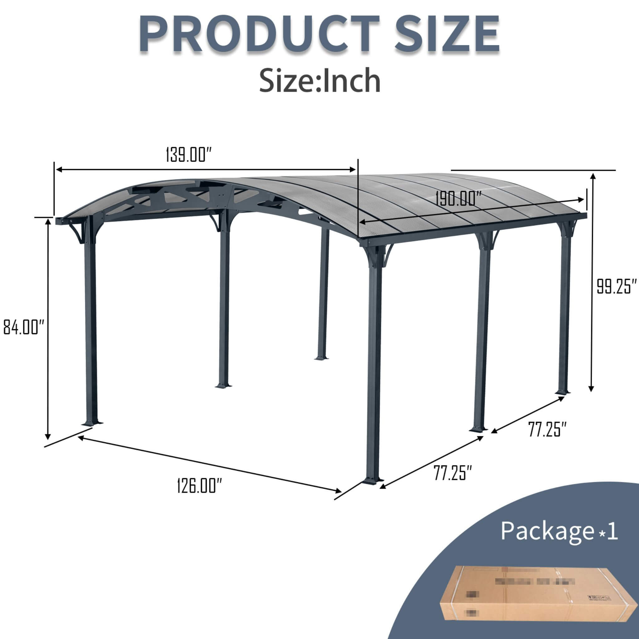 [12X16FT] Alora Large Outdoor Aluminum Arch Carport With Polycarbonate Panels (SAK65820) – SAKSBY WHOLESALE, view 9