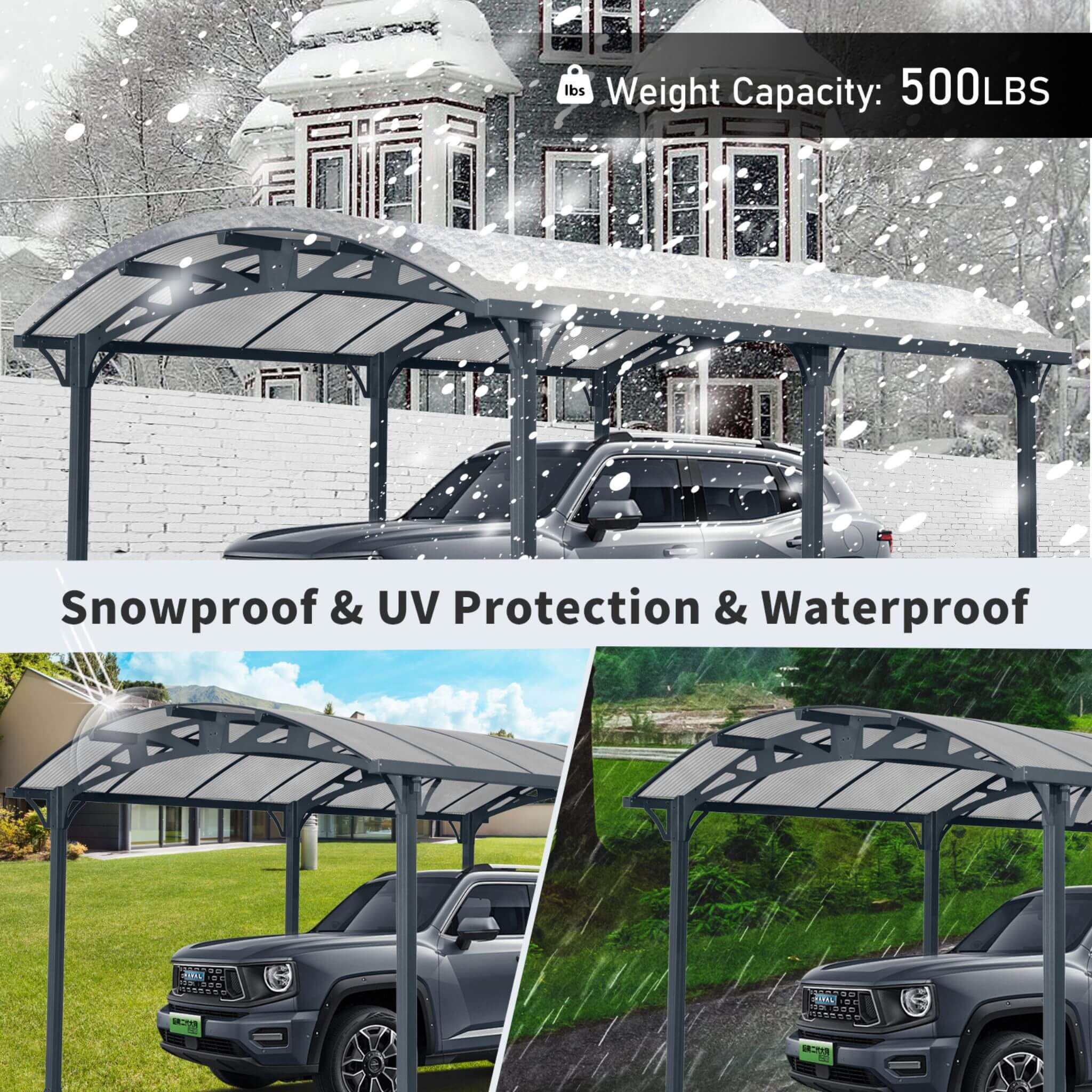 [12X16FT] Alora Large Outdoor Aluminum Arch Carport With Polycarbonate Panels (SAK65820) – SAKSBY WHOLESALE, view 6