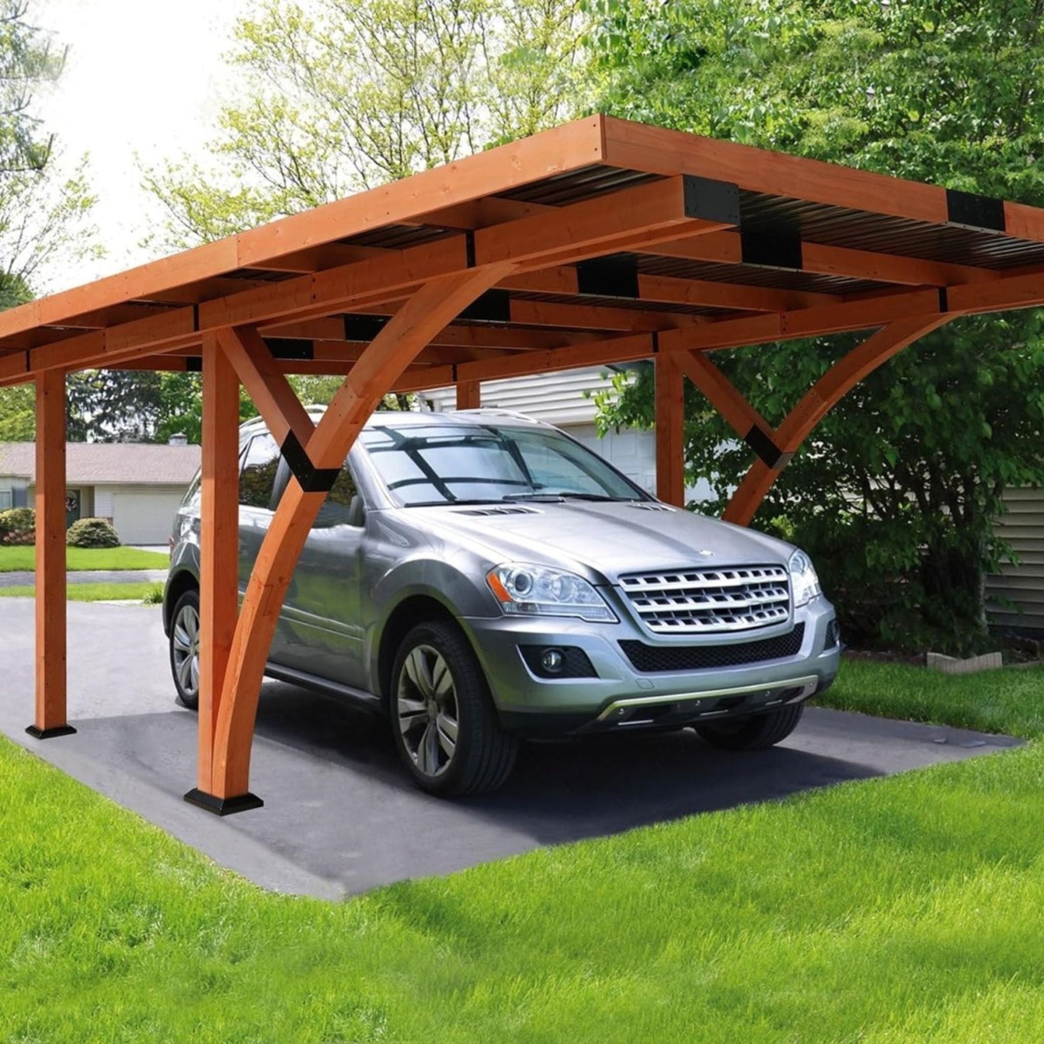 [12X18FT] Alora Premium Heavy-Duty Pine Wood Arc-Shaped Carport With Metal Roof (SAK94716) – SAKSBY WHOLESALE