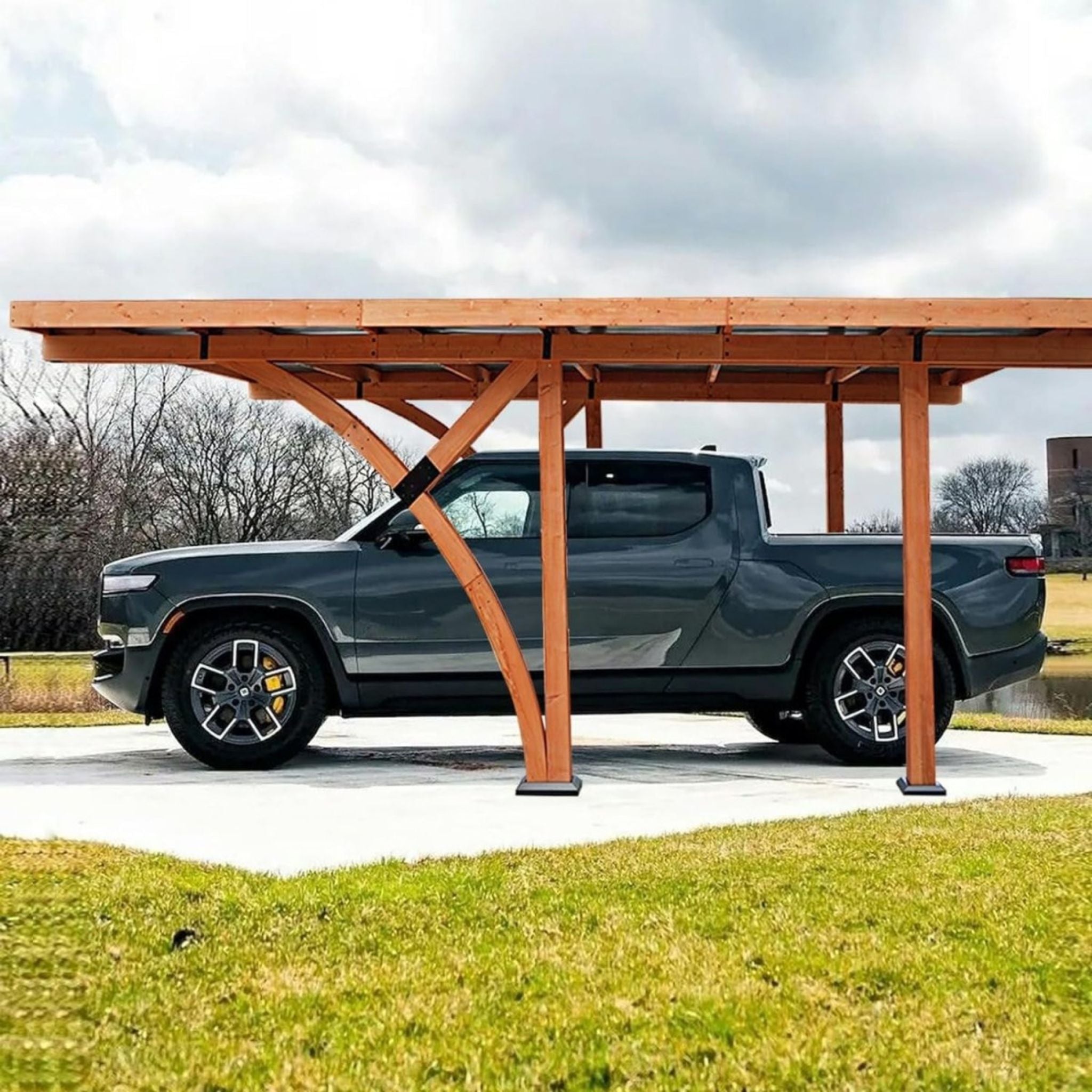 [12X18FT] Alora Premium Heavy-Duty Pine Wood Arc-Shaped Carport With Metal Roof (SAK94716) – SAKSBY WHOLESALE, view 4