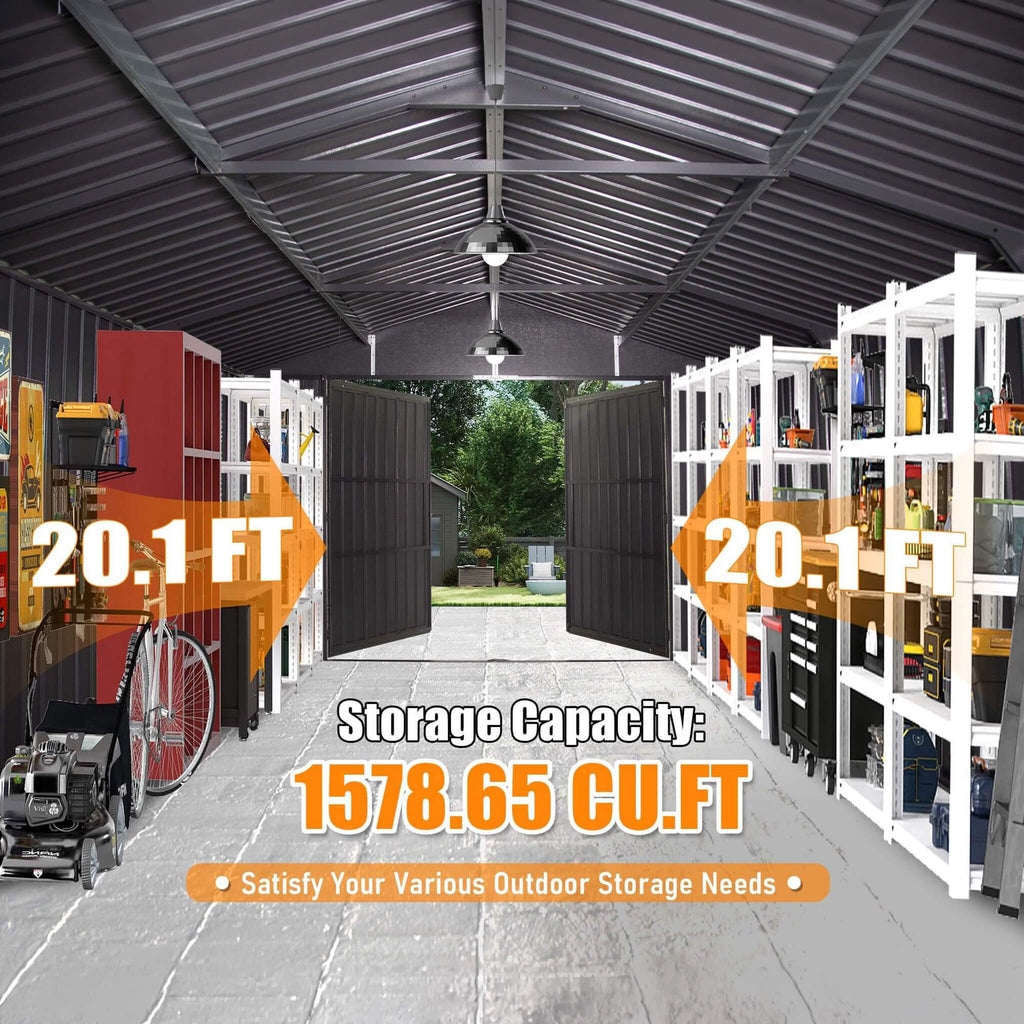 Extra-Large Outdoor Heavy-Duty Metal Garage Shed With Lockable Doors [No Floor] (SAK14093) – SAKSBY WHOLESALE, view 13